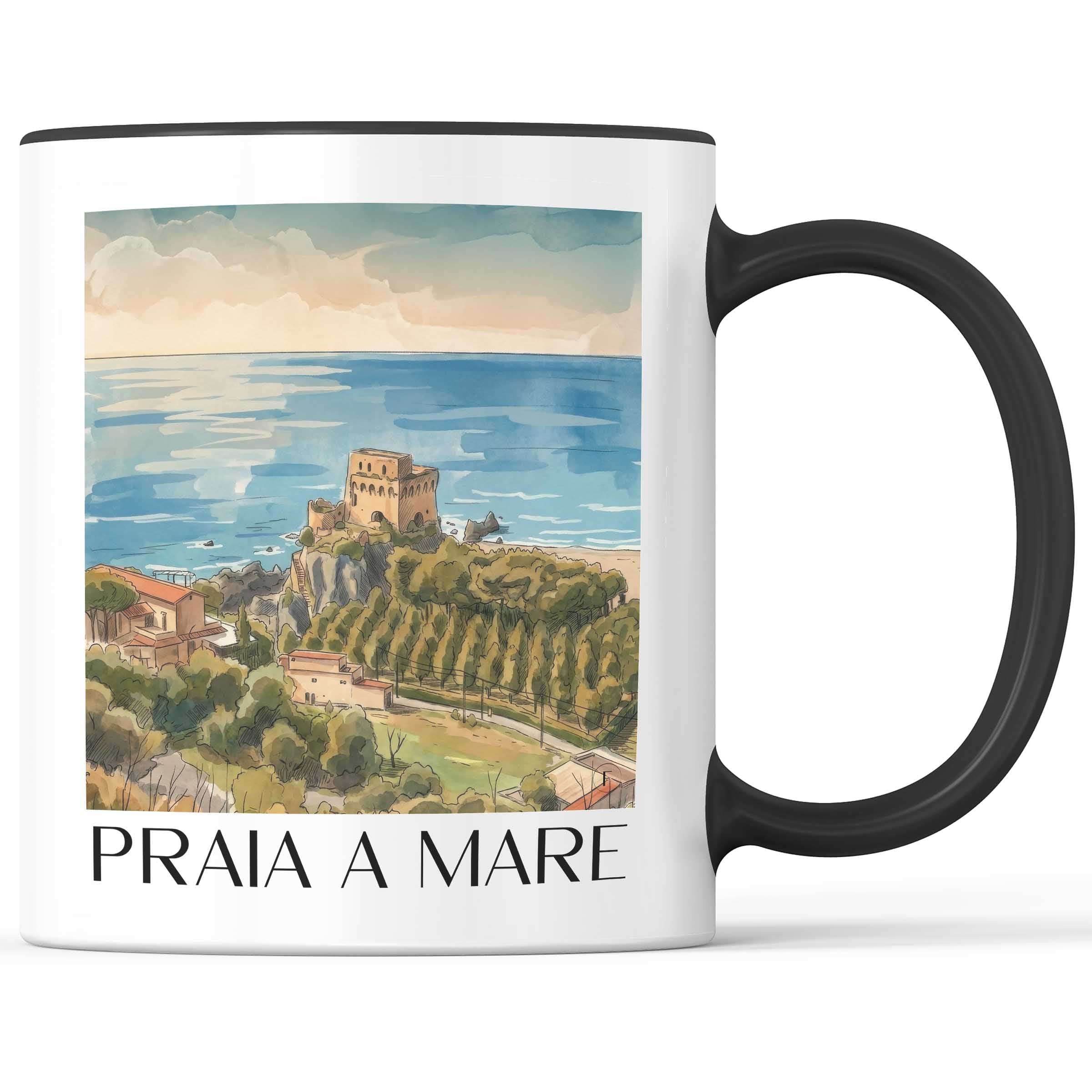 Praia a Mare Kaffeebecher - Kalabrien - Italien Becher - Kaffeetasse im Aquarell Stil