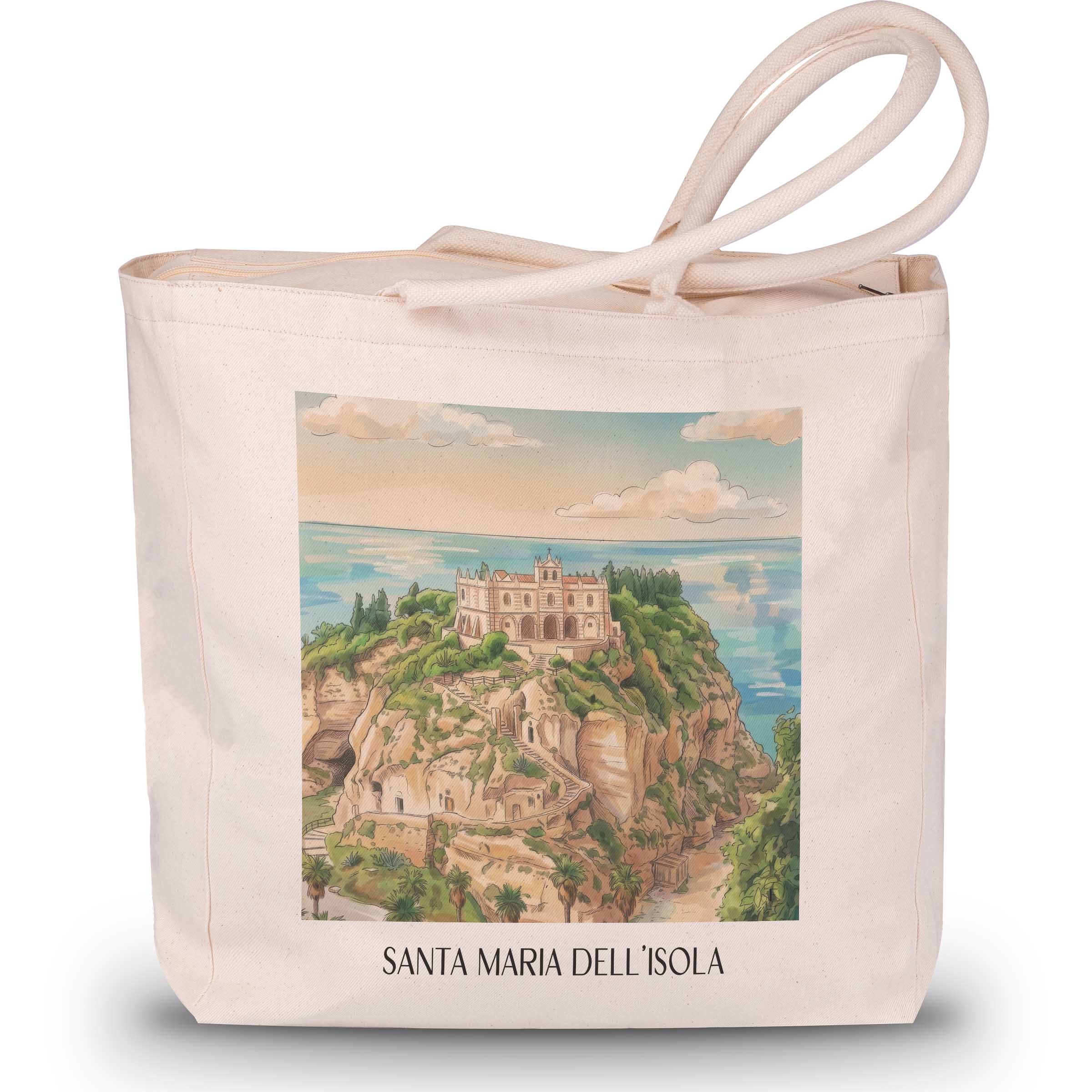 santa-maria-dell´isola-tropea-italien-einkaufstasche-aquarell
