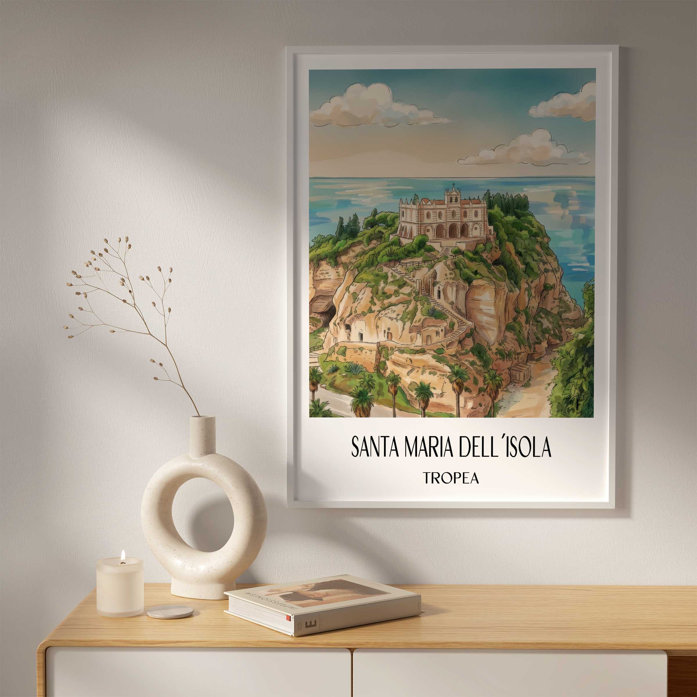 santa-maria-dell´isola-tropea-italien-poster-aquarell