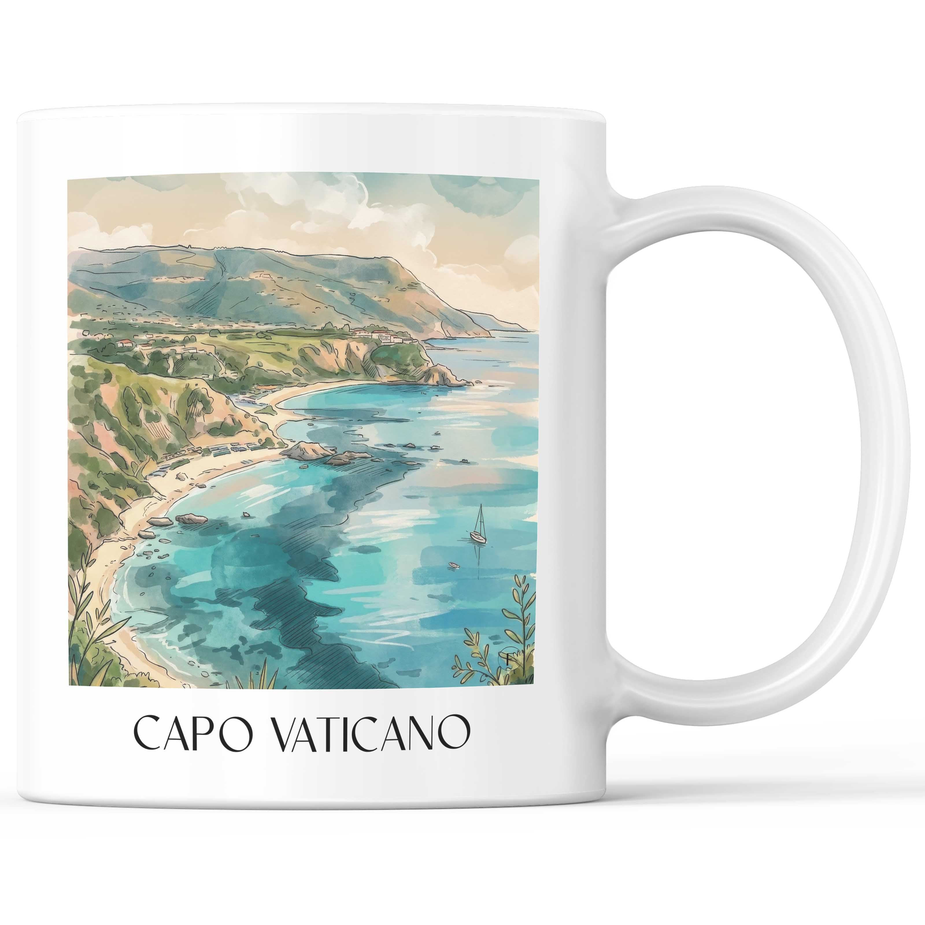 Capo Vaticano Kaffeebecher - Kalabrien - Italien Becher - Kaffeetasse im Aquarell Stil