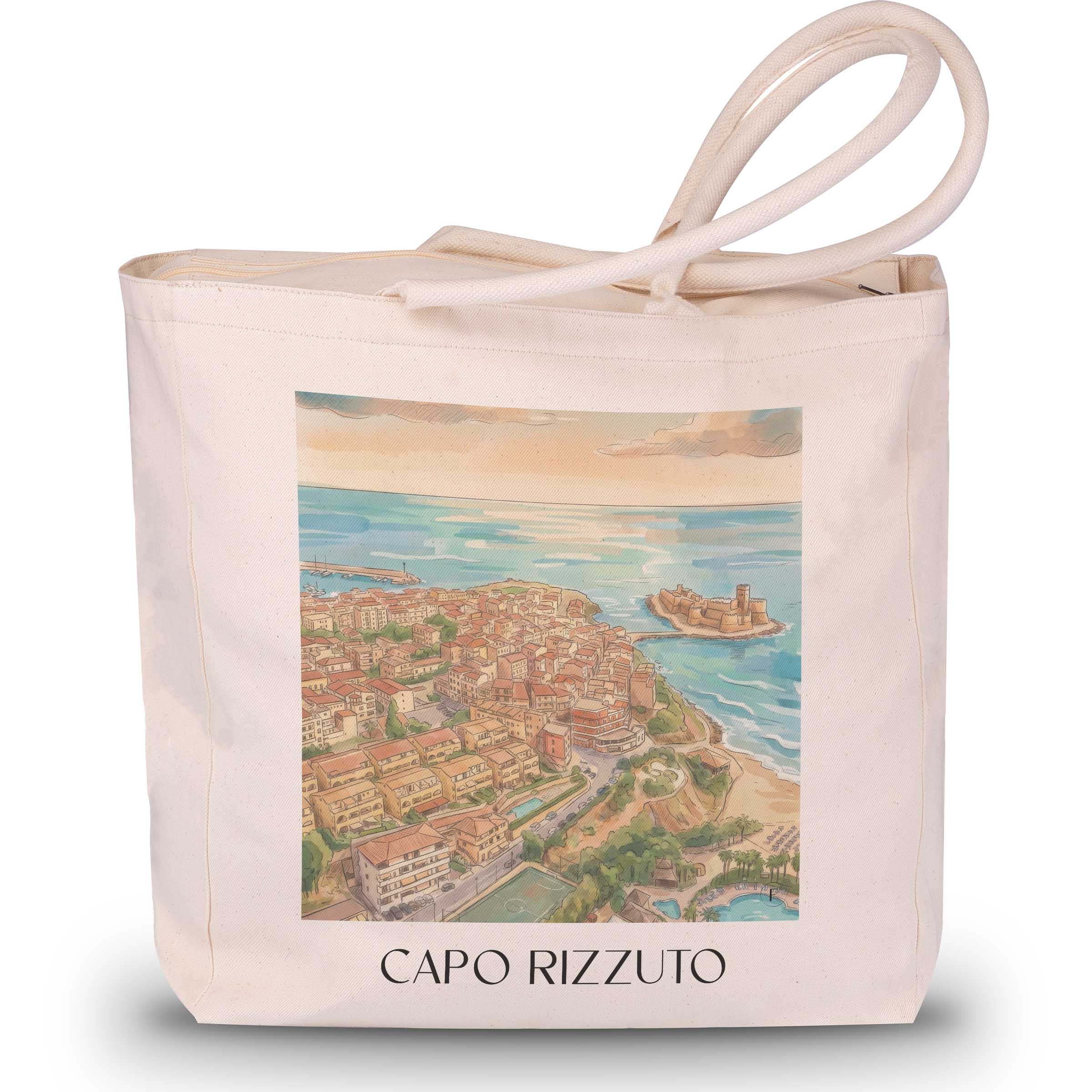 capo-rizzuto-kalabrien-italien-einkaufstasche-aquarell