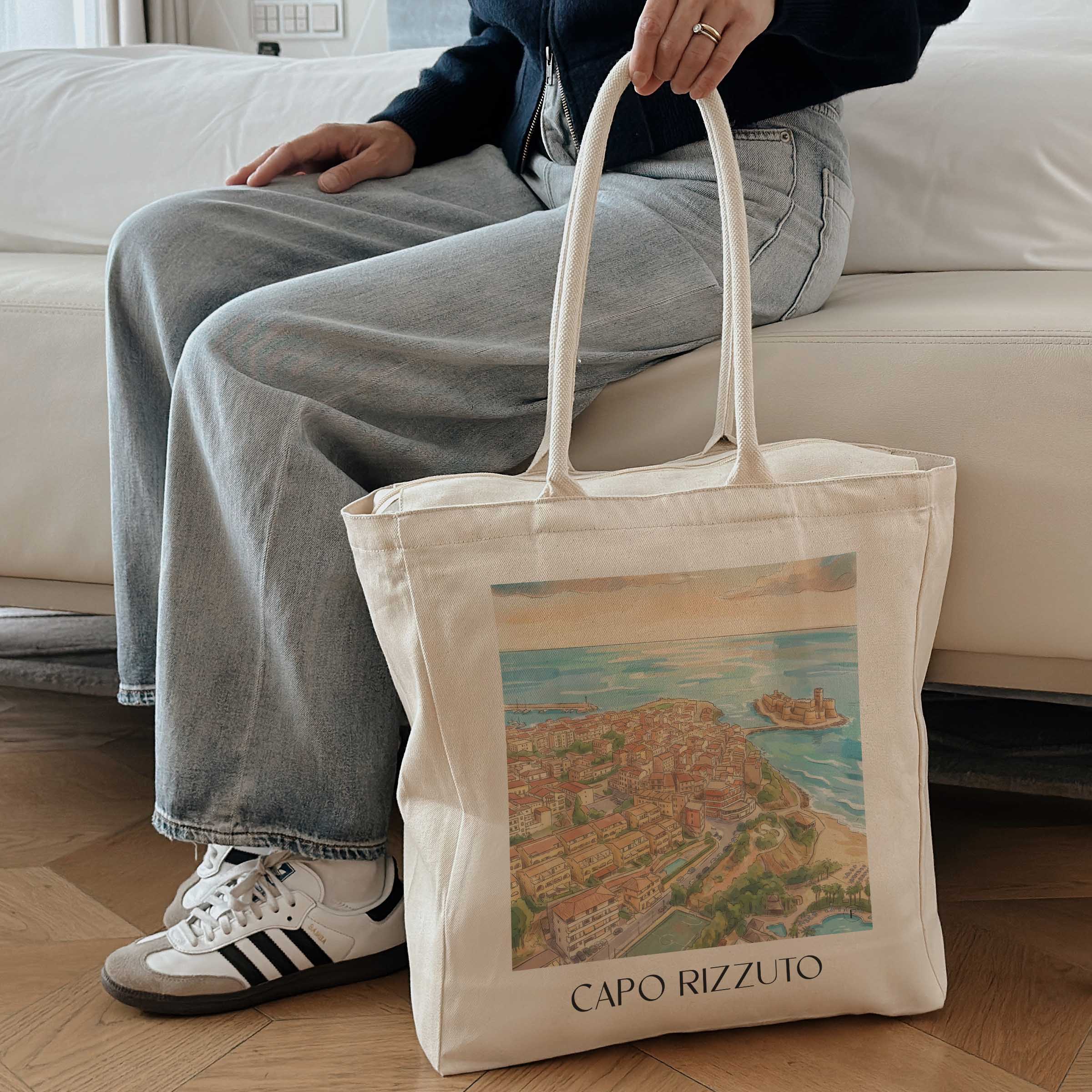 capo-rizzuto-kalabrien-italien-einkaufstasche-aquarell