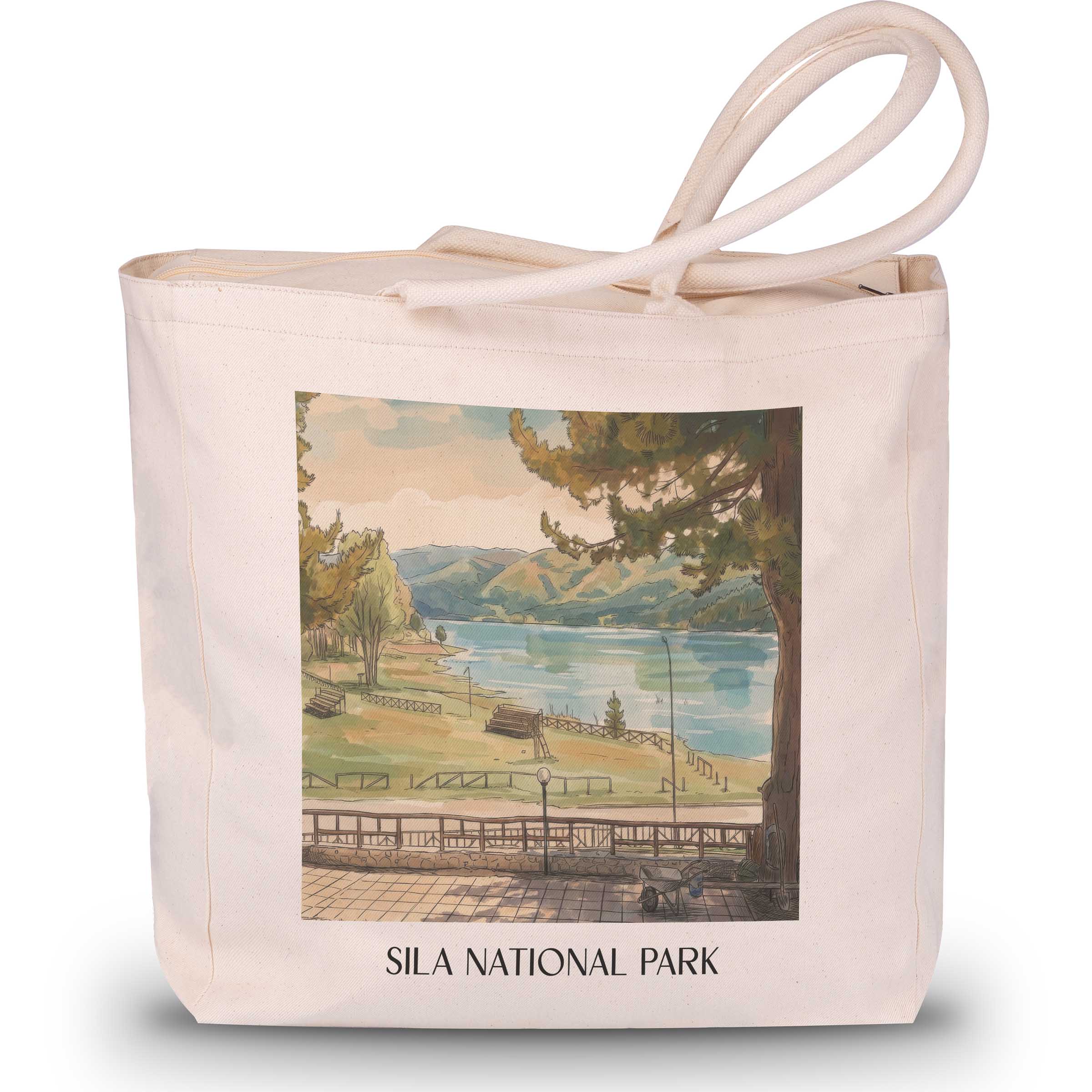 Nationalpark Sila Shopping Tasche - Kalabrien - Italien Tote Bag - Einkaufstasche im Aquarell Stil