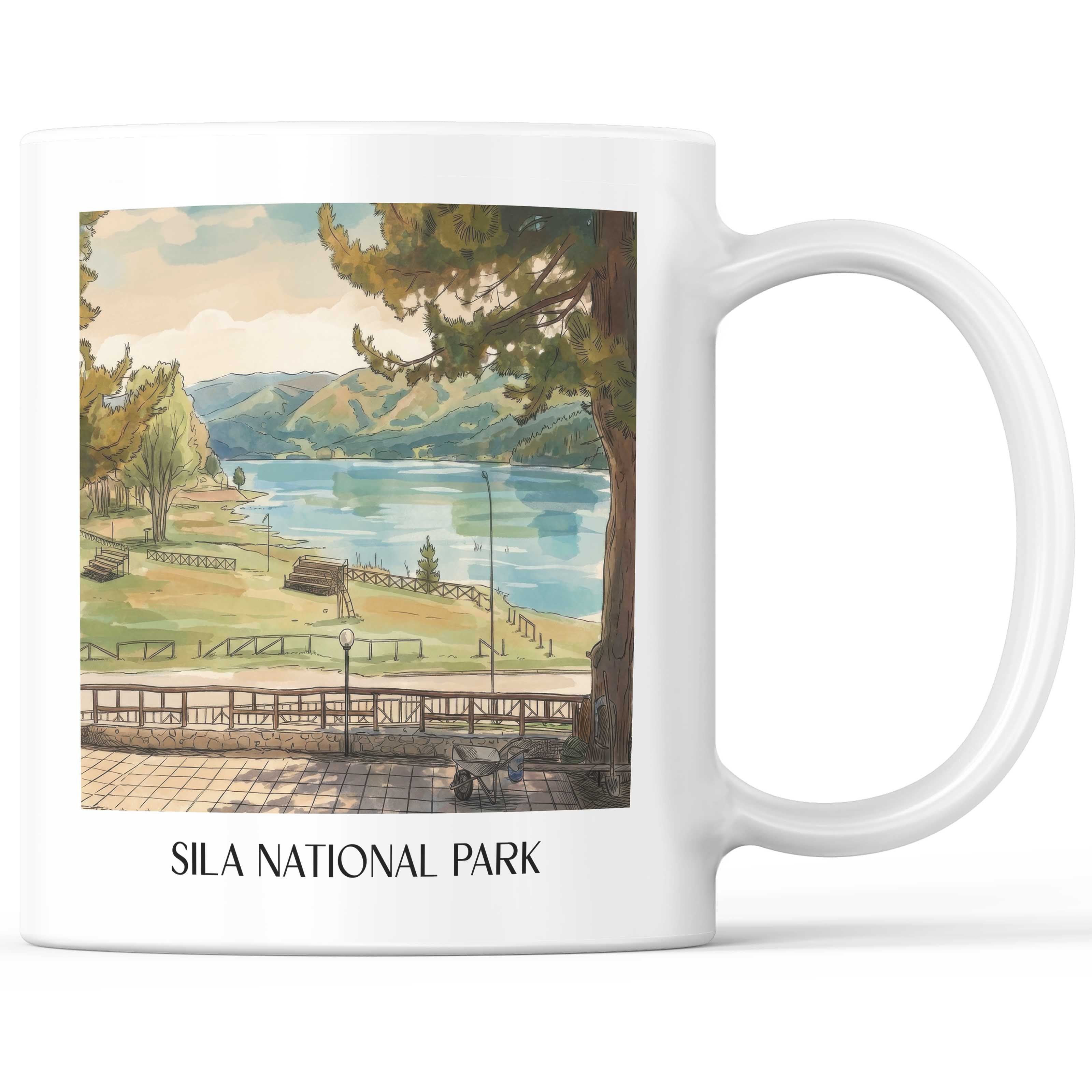 Nationalpark Sila Kaffeebecher - Kalabrien - Italien Becher - Kaffeetasse im Aquarell Stil