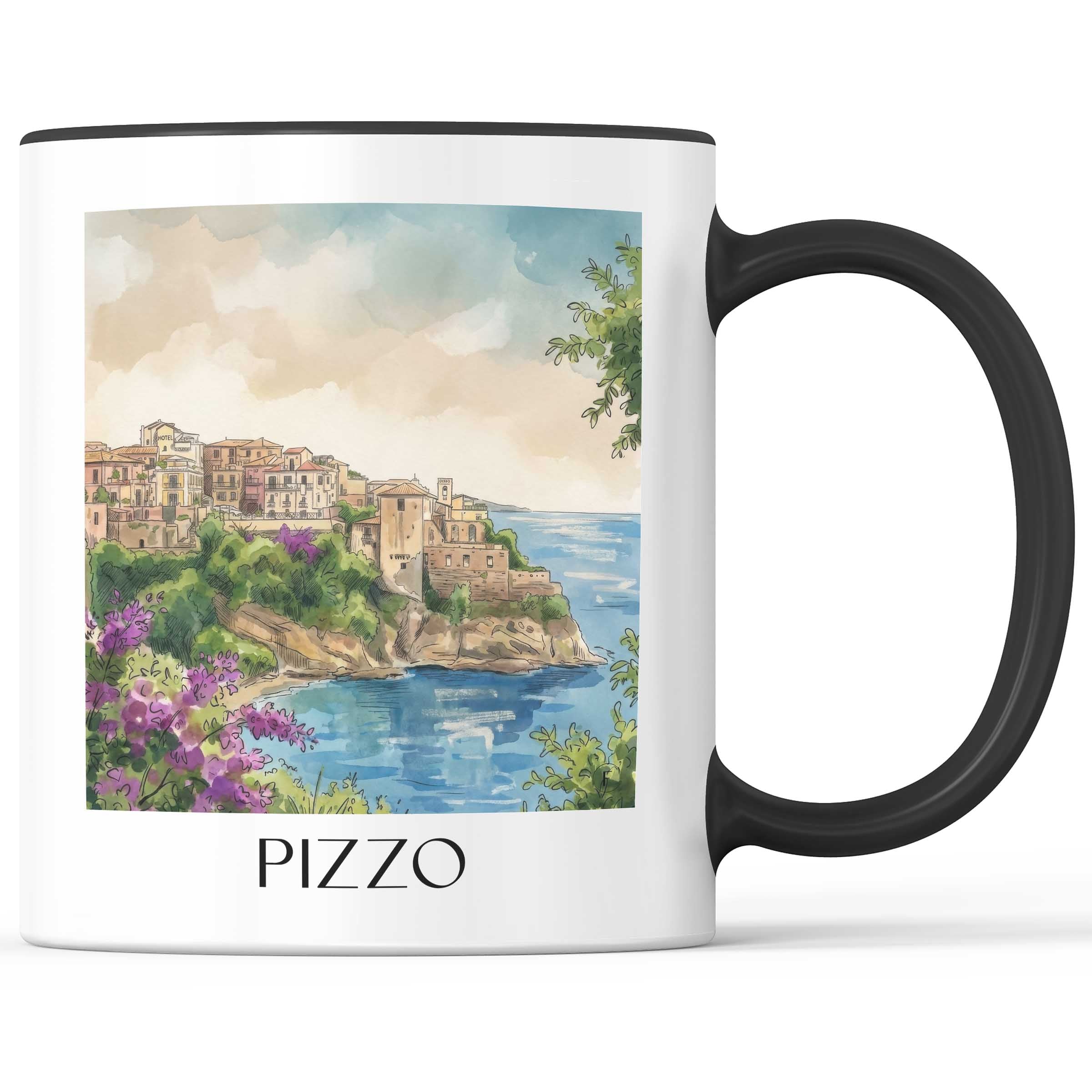 Pizzo Kaffeebecher - Kalabrien - Italien Becher - Kaffeetasse im Aquarell Stil