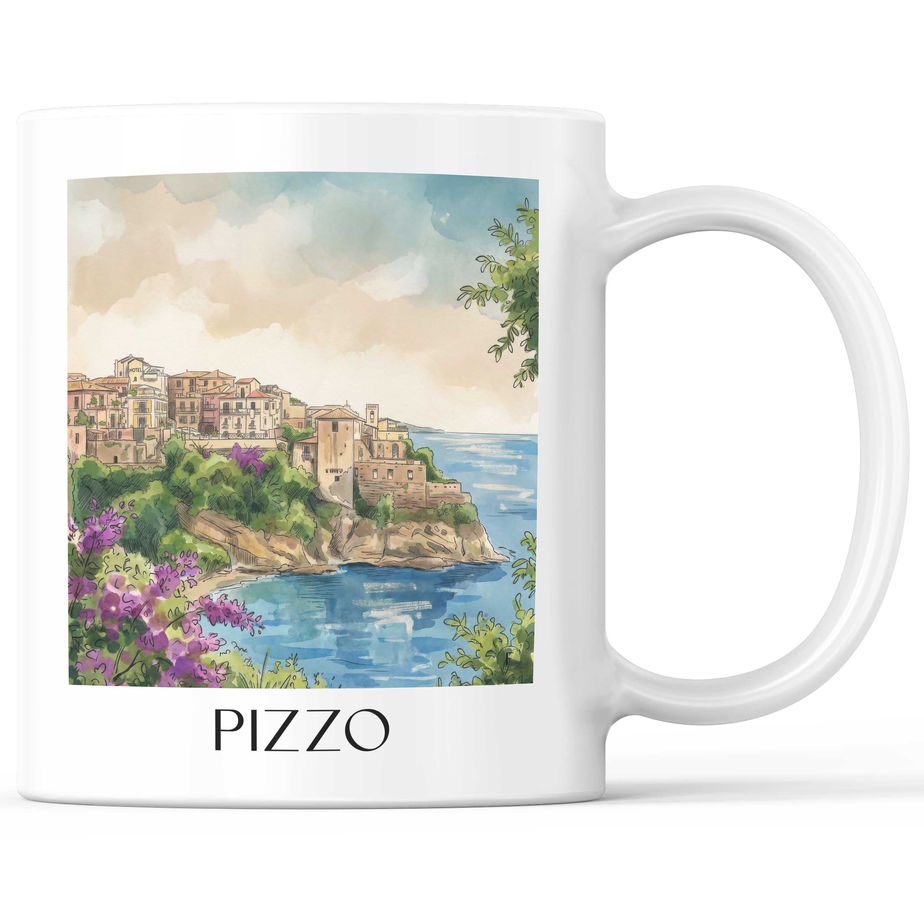 Pizzo Kaffeebecher - Kalabrien - Italien Becher - Kaffeetasse im Aquarell Stil