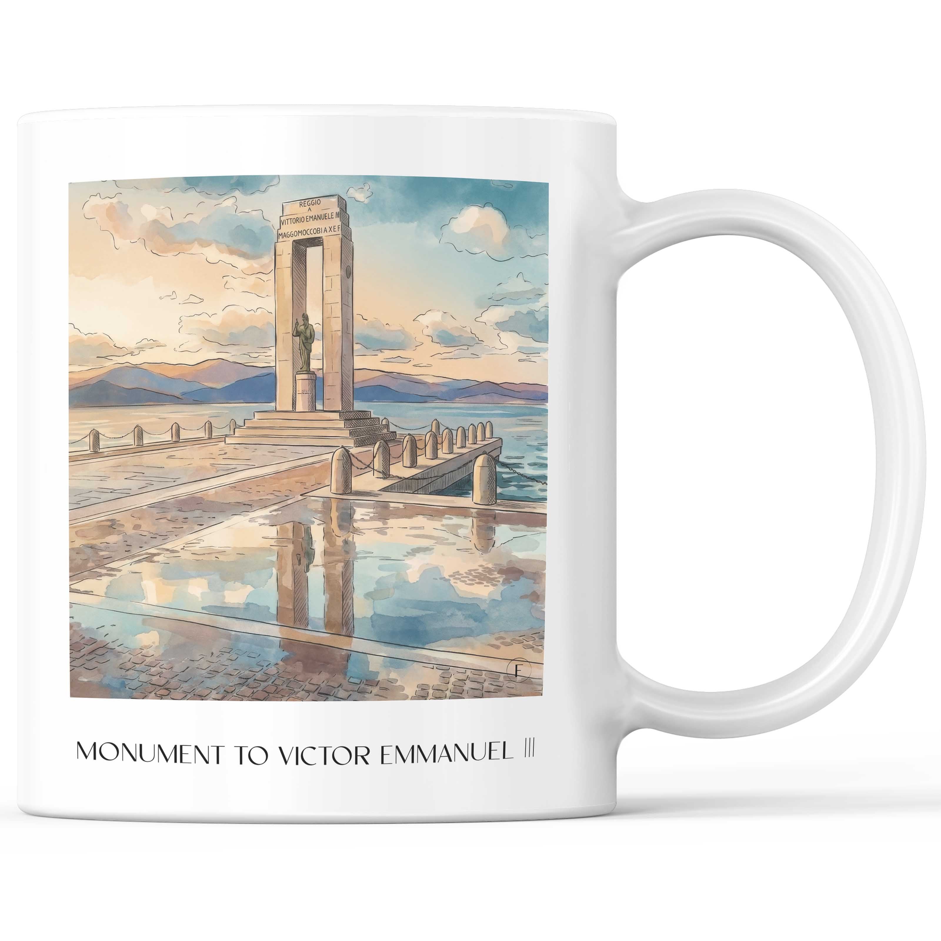 Monumento a Vittorio Emmanuele III Kaffeebecher - Reggio Calabria - Italien Becher - Kaffeetasse im Aquarell Stil