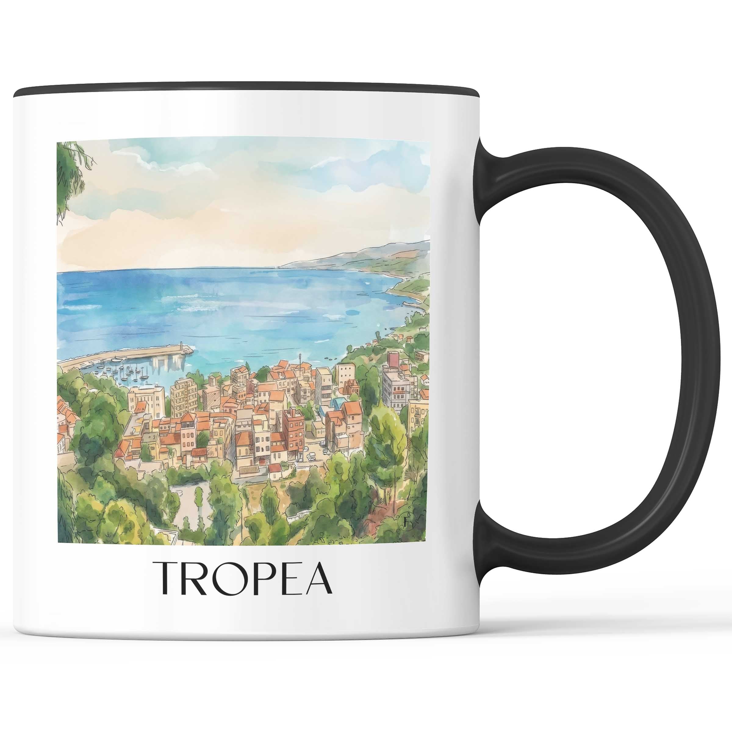 Tropea Kaffeebecher - Kalabrien - Italien Becher - Kaffeetasse im Aquarell Stil