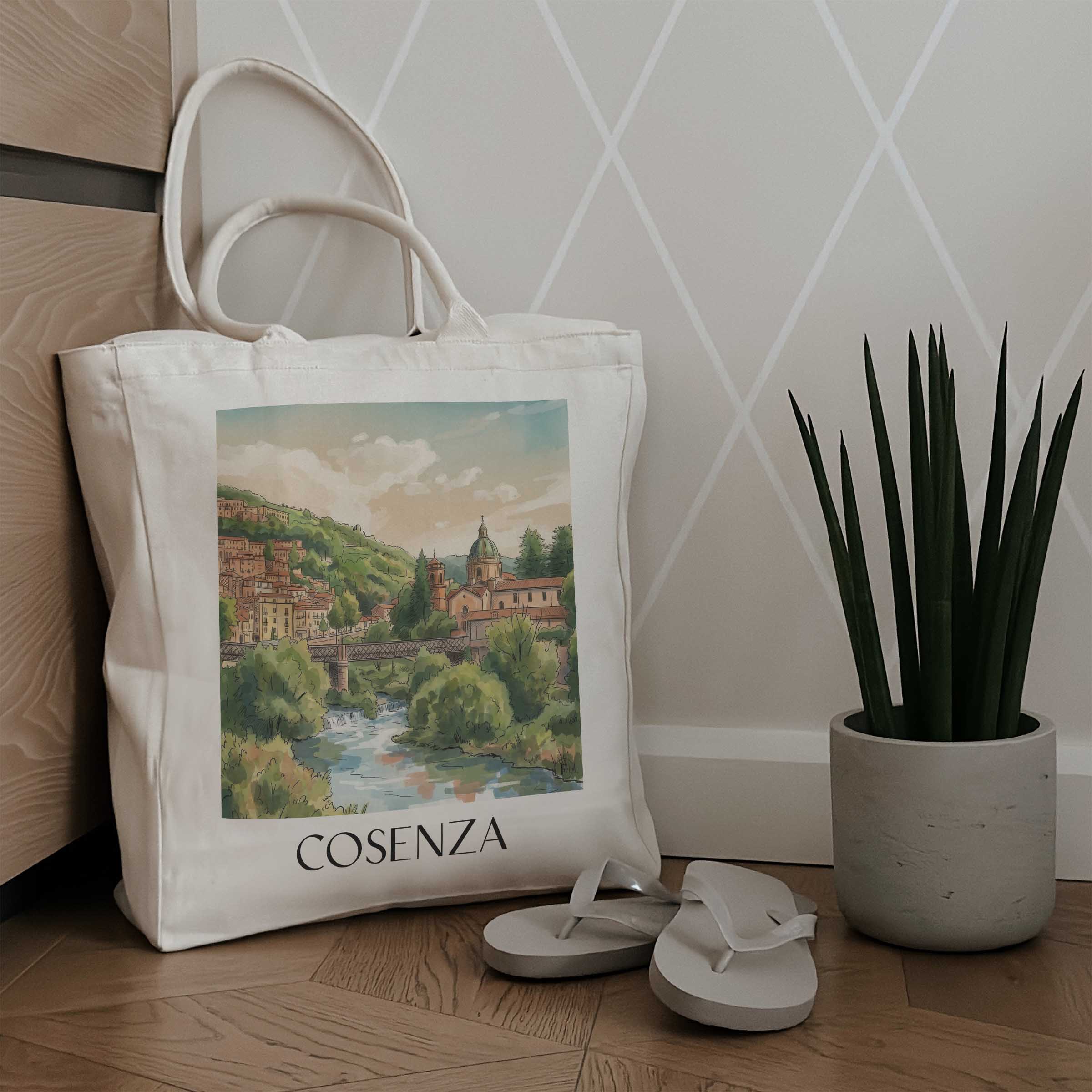 cosenza-kalabrien-italien-einkaufstasche-aquarell