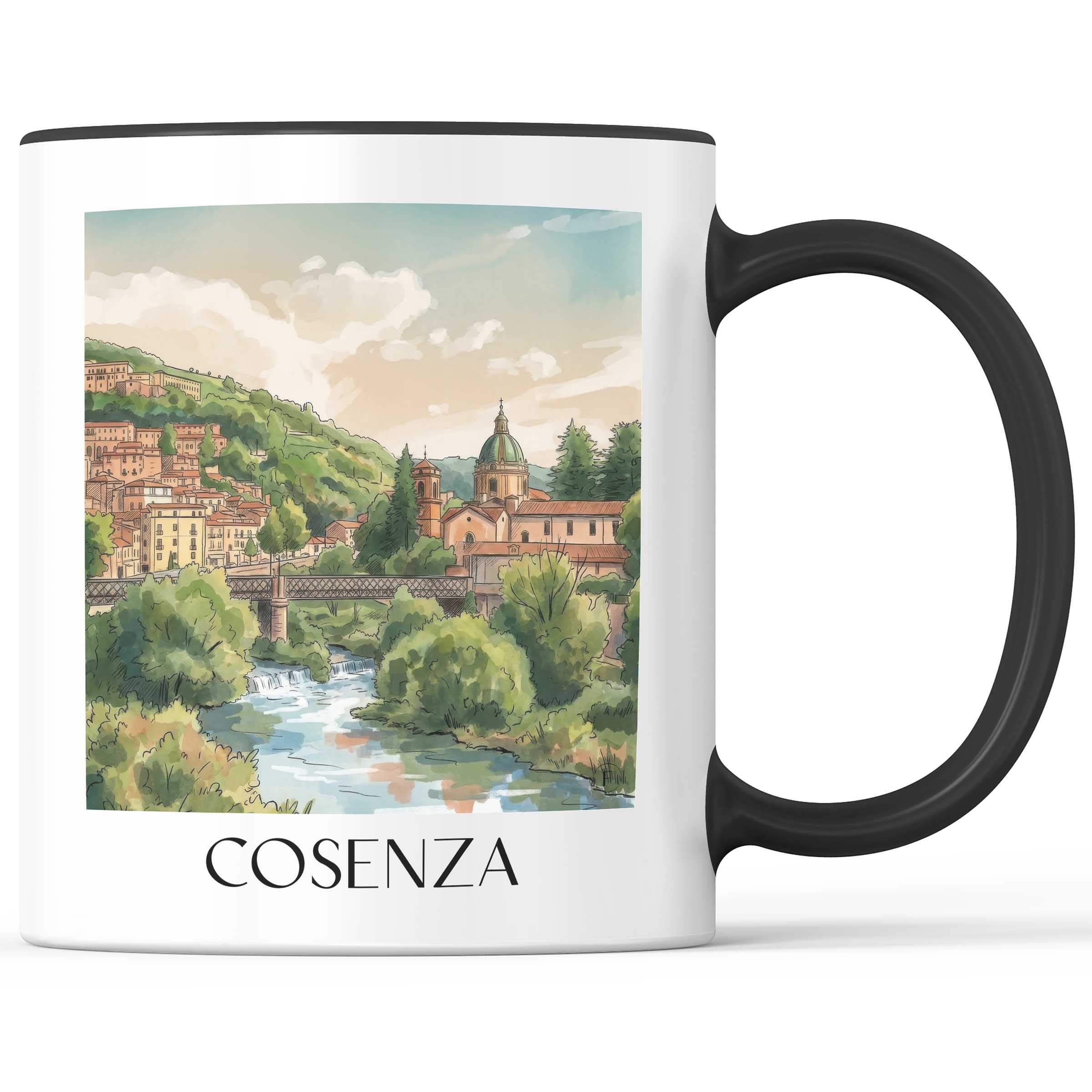 Cosenza Kaffeebecher - Kalabrien - Italien Becher - Kaffeetasse im Aquarell Stil