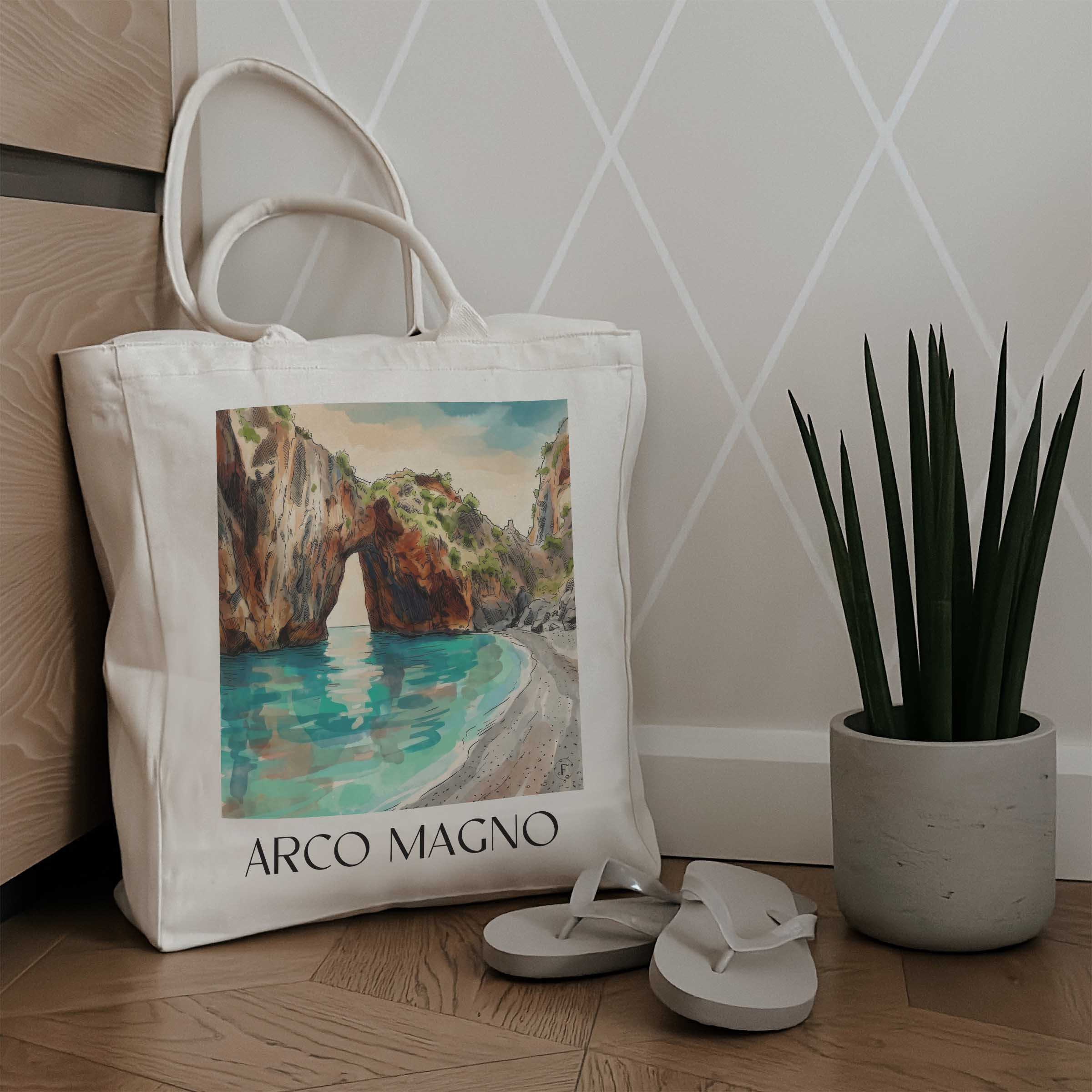 arco-magno-san-nicola-arcella-italien-einkaufstasche-aquarell