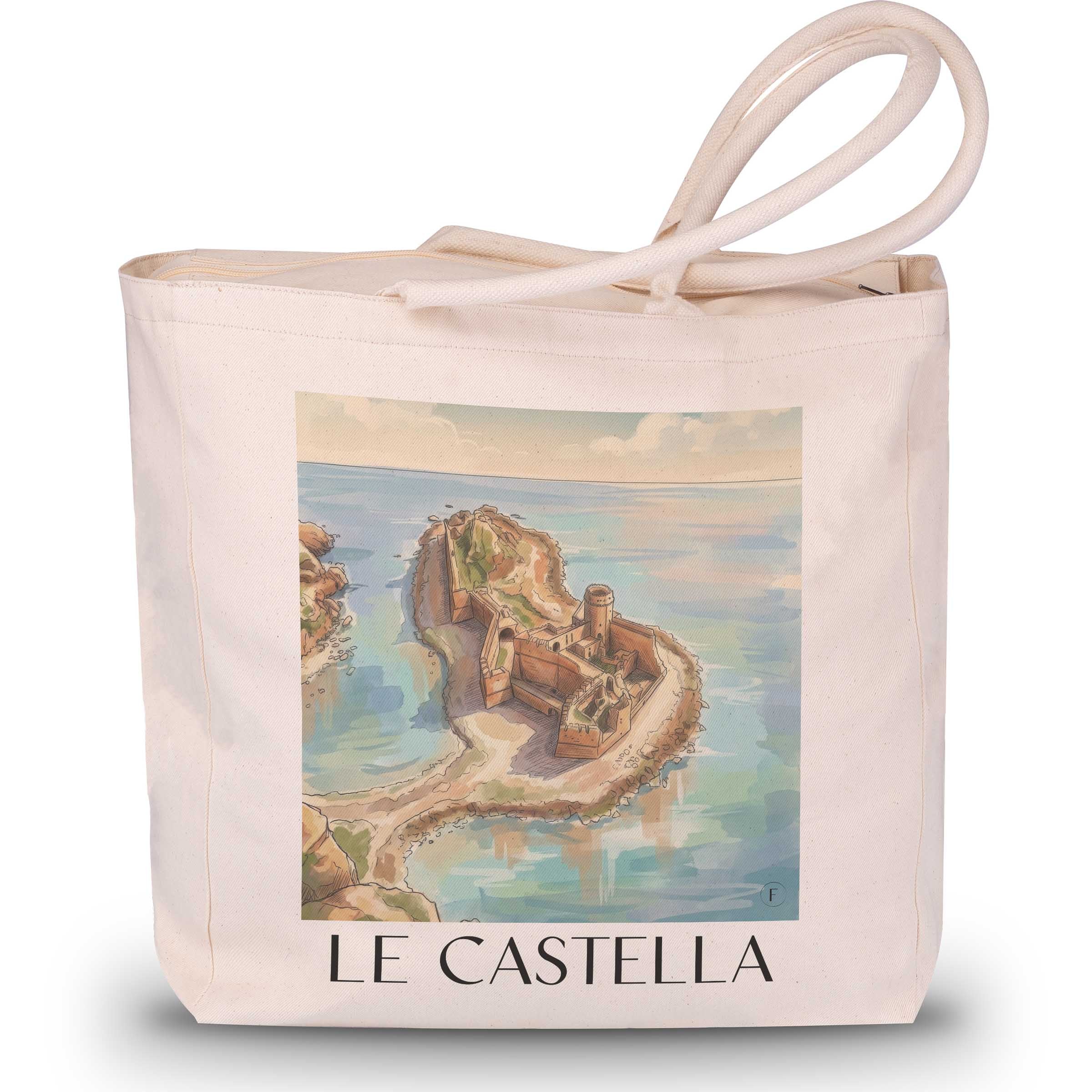 le-castella-kalabrien-italien-einkaufstasche-aquarell