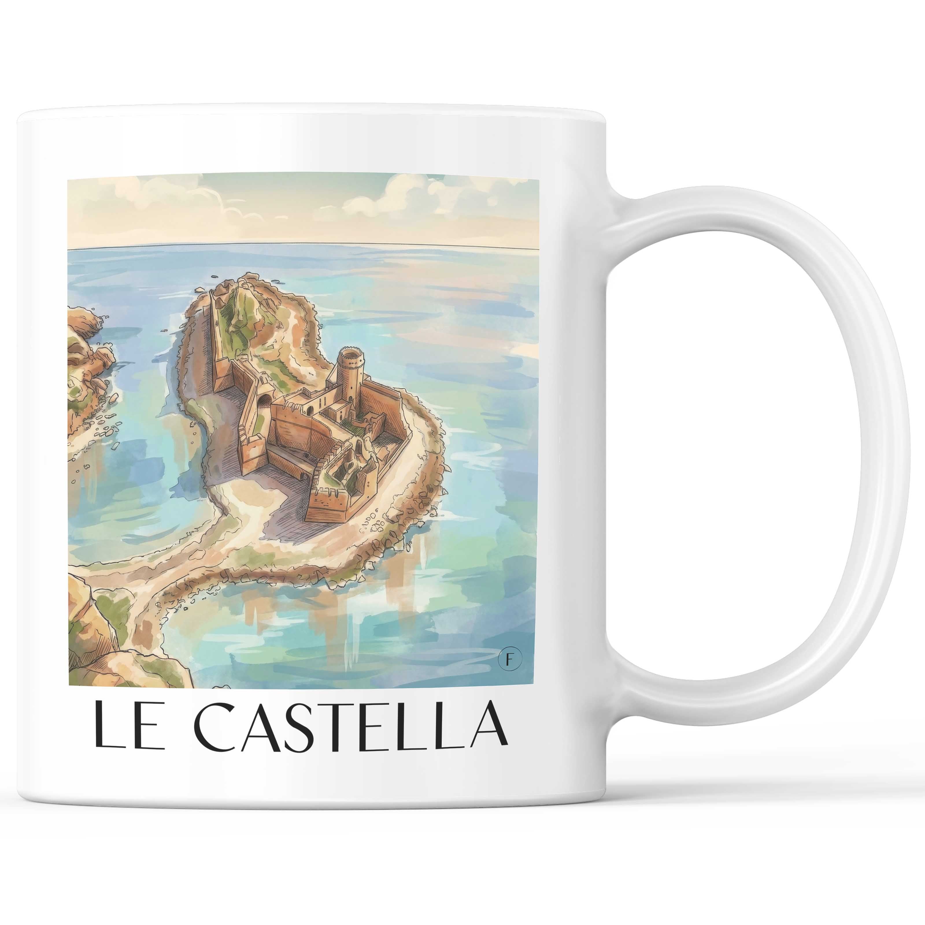 Le Castella Kaffeebecher - Kalabrien - Italien Becher - Kaffeetasse im Aquarell Stil