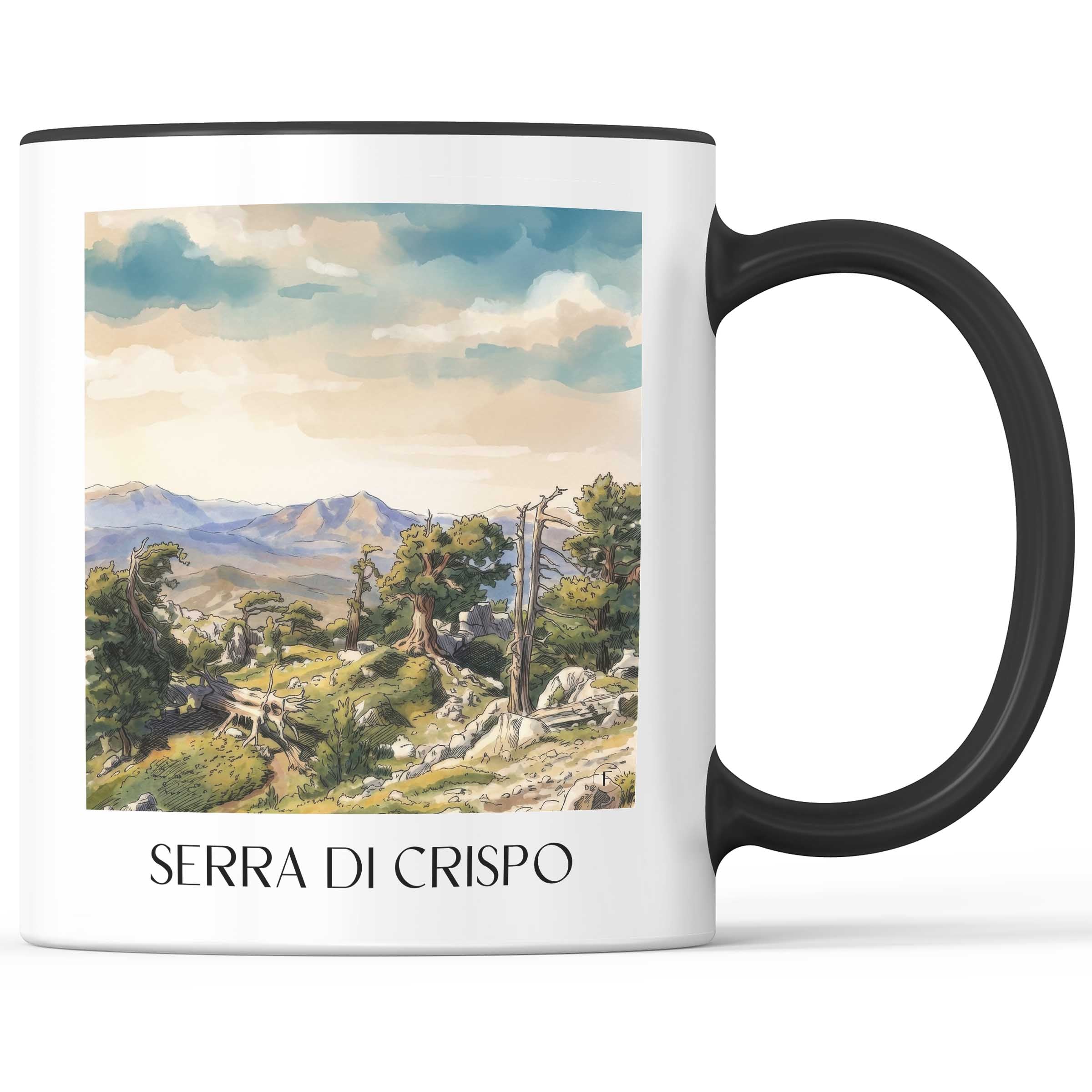 Serra di Crispo Kaffeebecher - Terranova di Pollino - Italien Becher - Kaffeetasse im Aquarell Stil