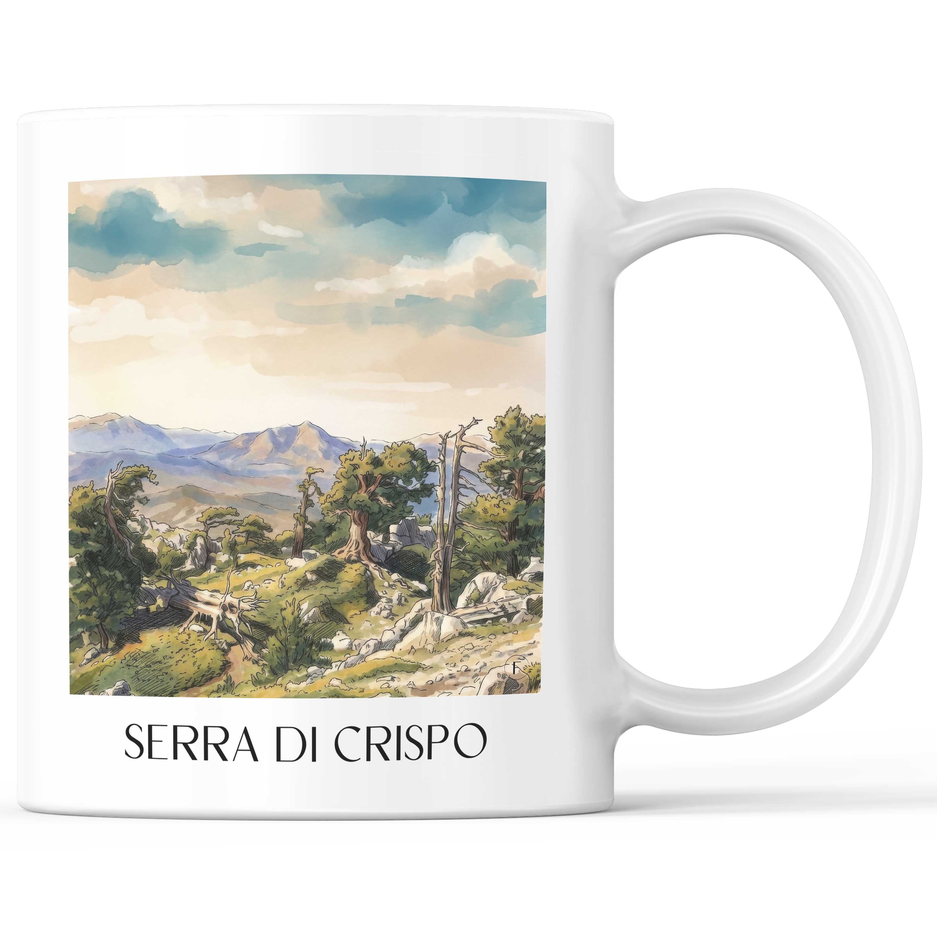 Serra di Crispo Kaffeebecher - Terranova di Pollino - Italien Becher - Kaffeetasse im Aquarell Stil