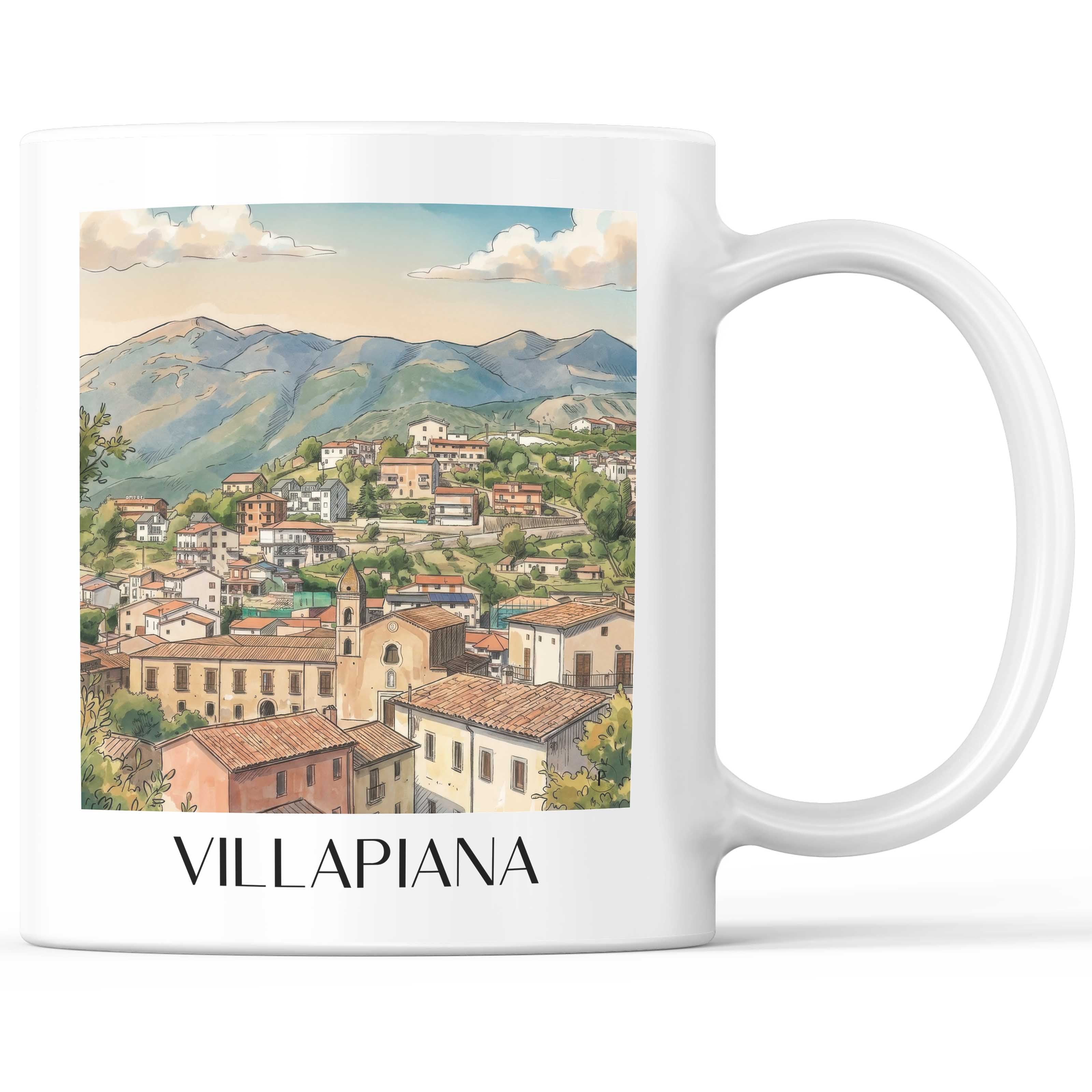 Villapiana Kaffeebecher - Kalabrien - Italien Becher - Kaffeetasse im Aquarell Stil