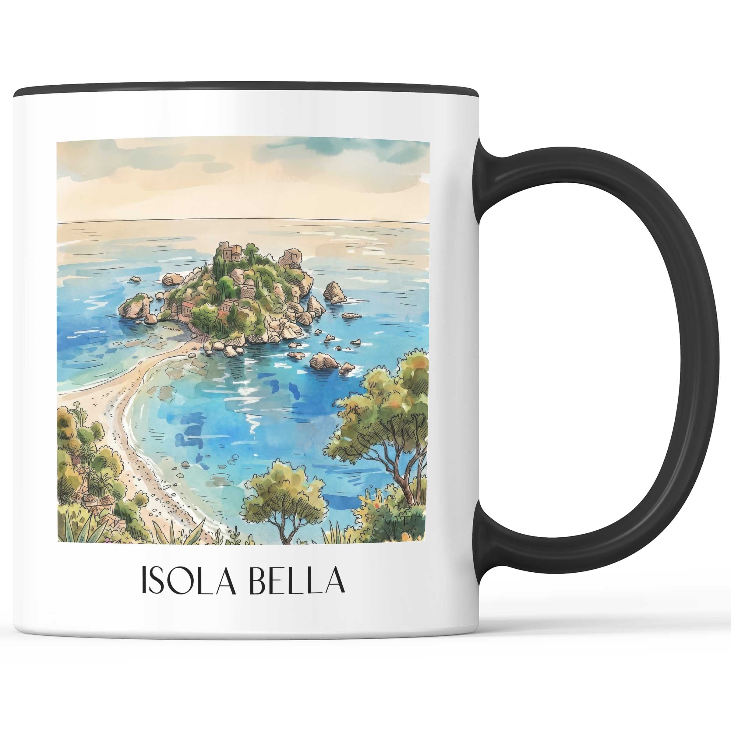 Isola Bella Kaffeebecher - Taormina - Italien Becher - Kaffeetasse im Aquarell Stil
