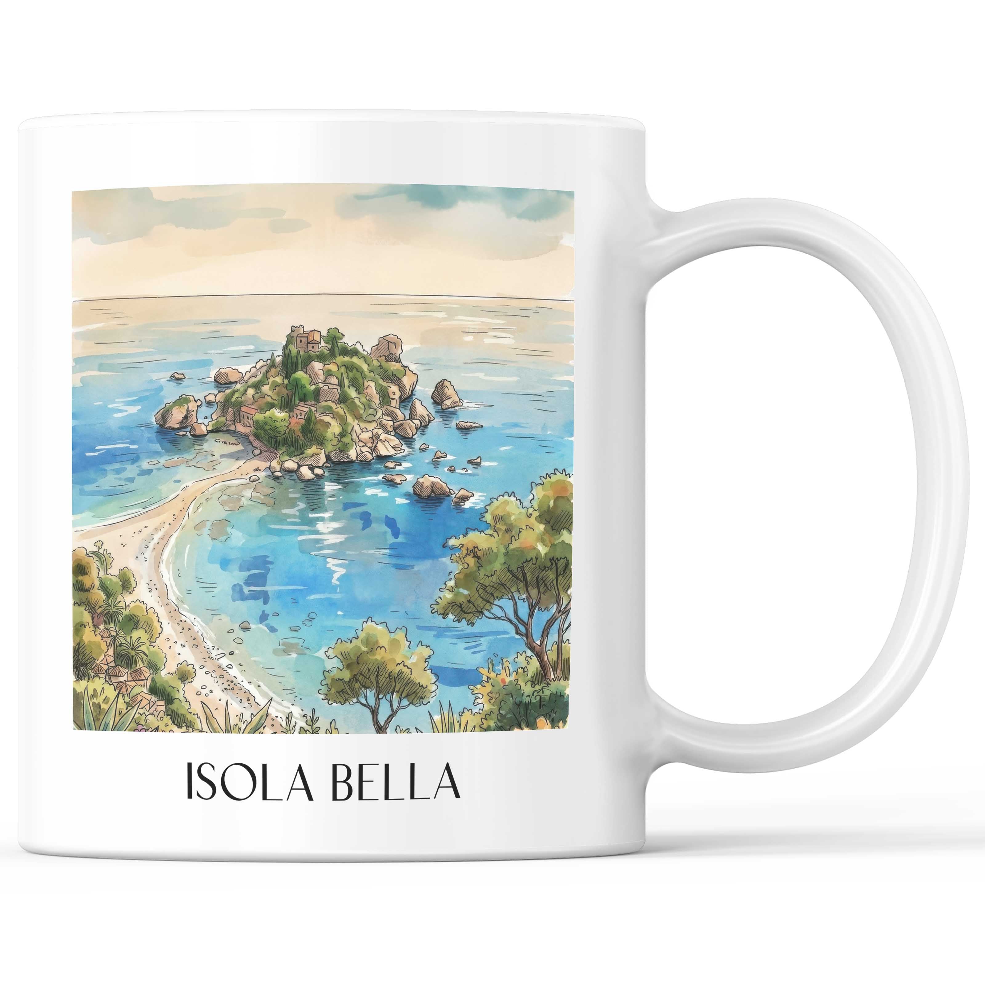 Isola Bella Kaffeebecher - Taormina - Italien Becher - Kaffeetasse im Aquarell Stil