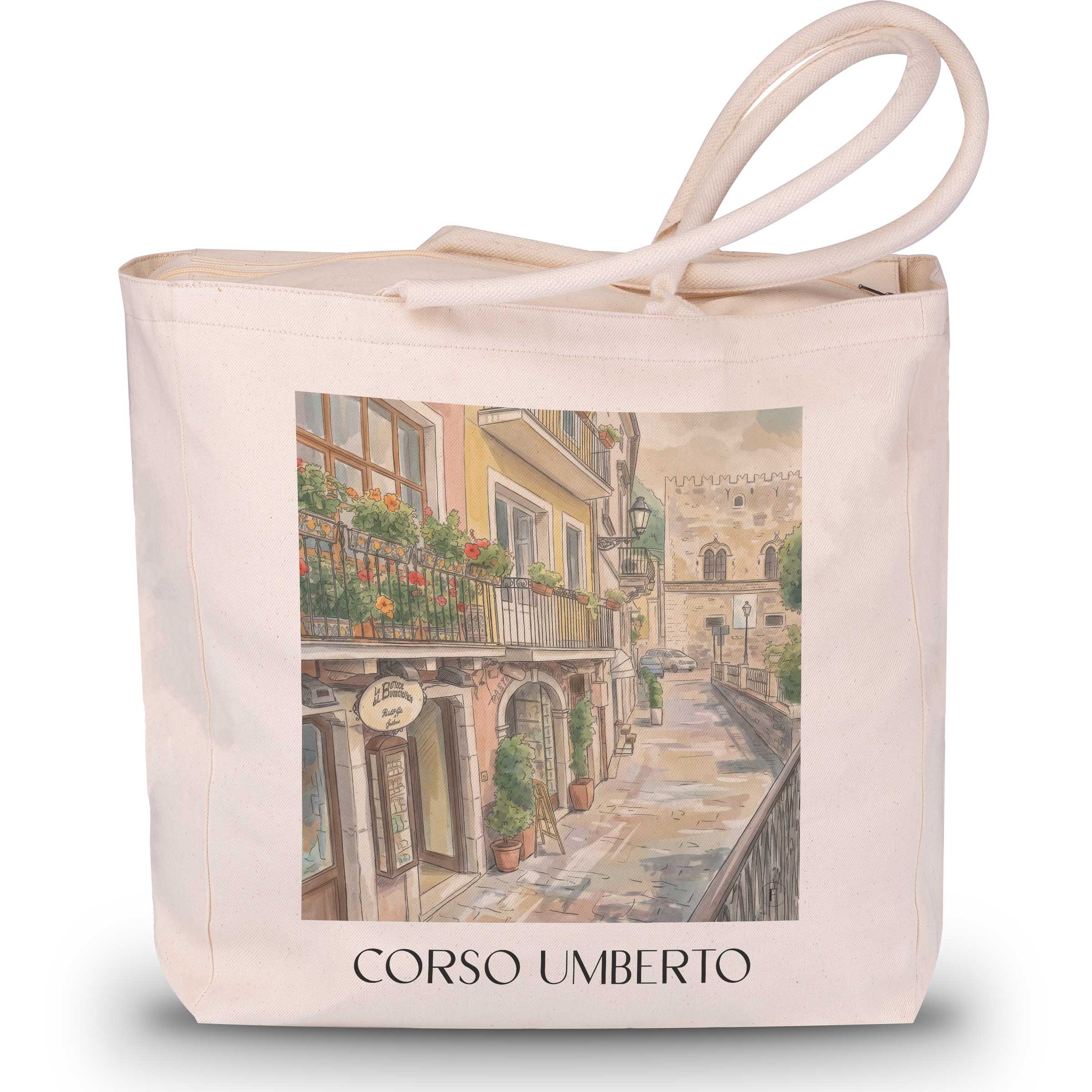 corso-umberto-taormina-italien-einkaufstasche-aquarell