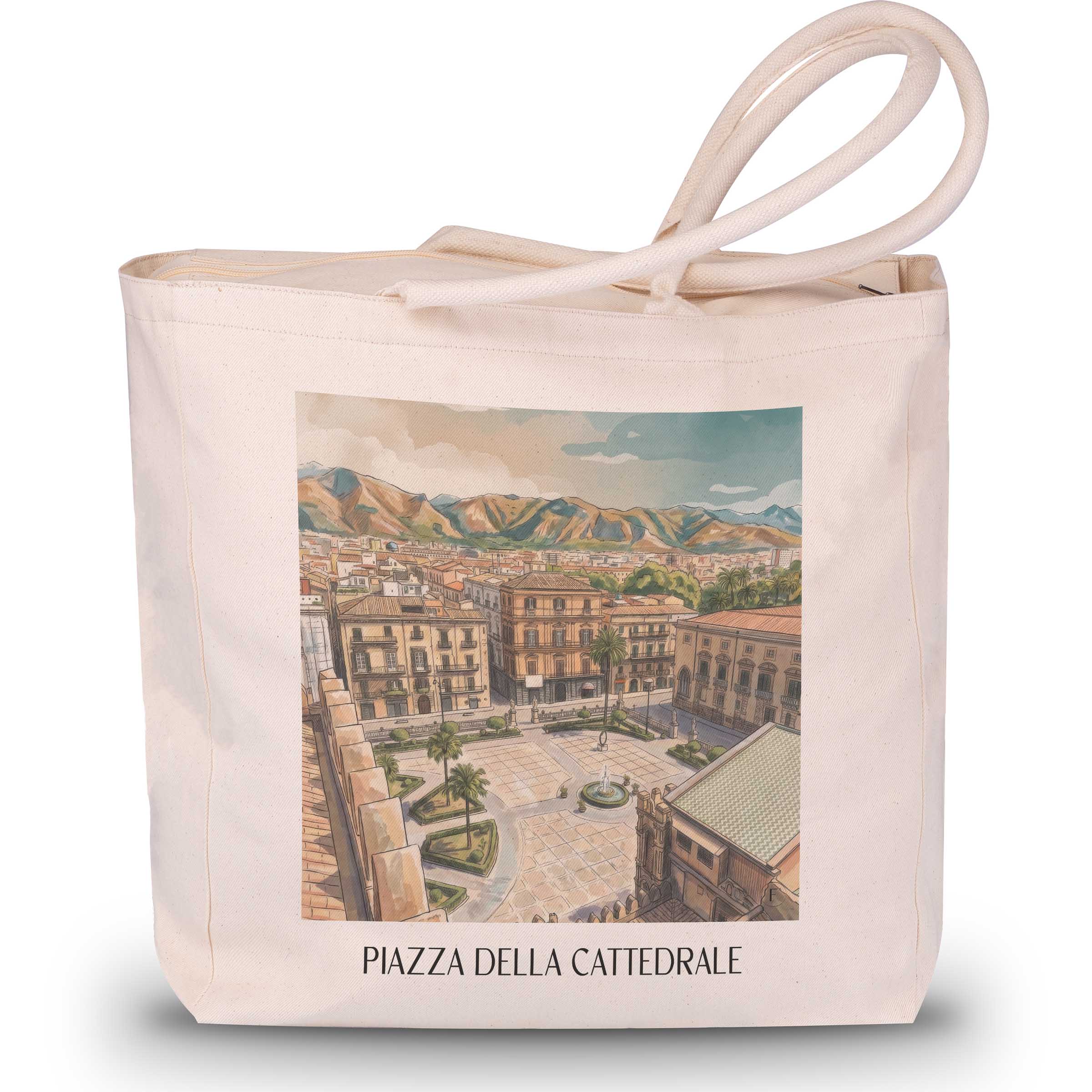 piazza-della-cattedrale-palermo-italien-einkaufstasche-aquarell