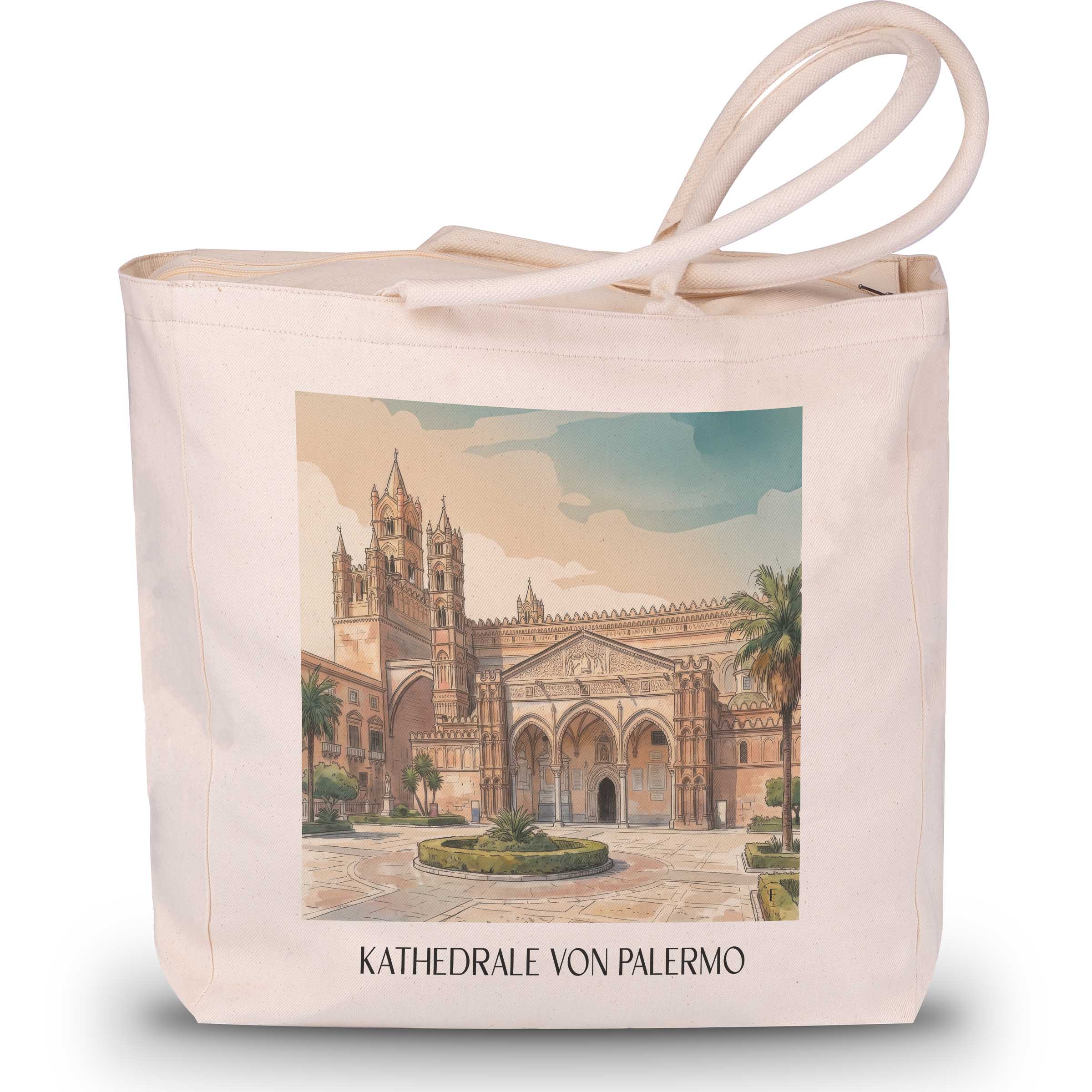kathedrale-von-palermo-sizilien-italien-einkaufstasche-aquarell