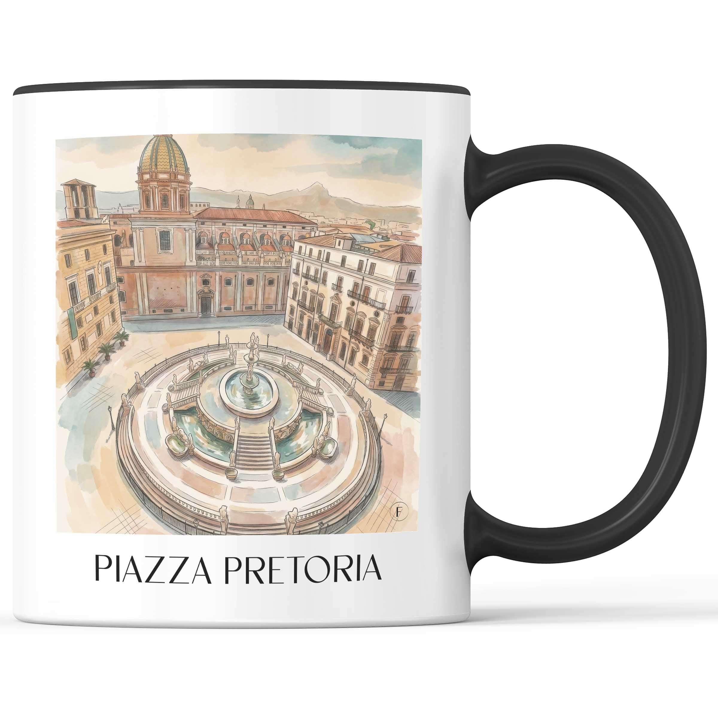 Piazza Pretoria Kaffeebecher - Palermo - Italien Becher - Kaffeetasse im Aquarell Stil