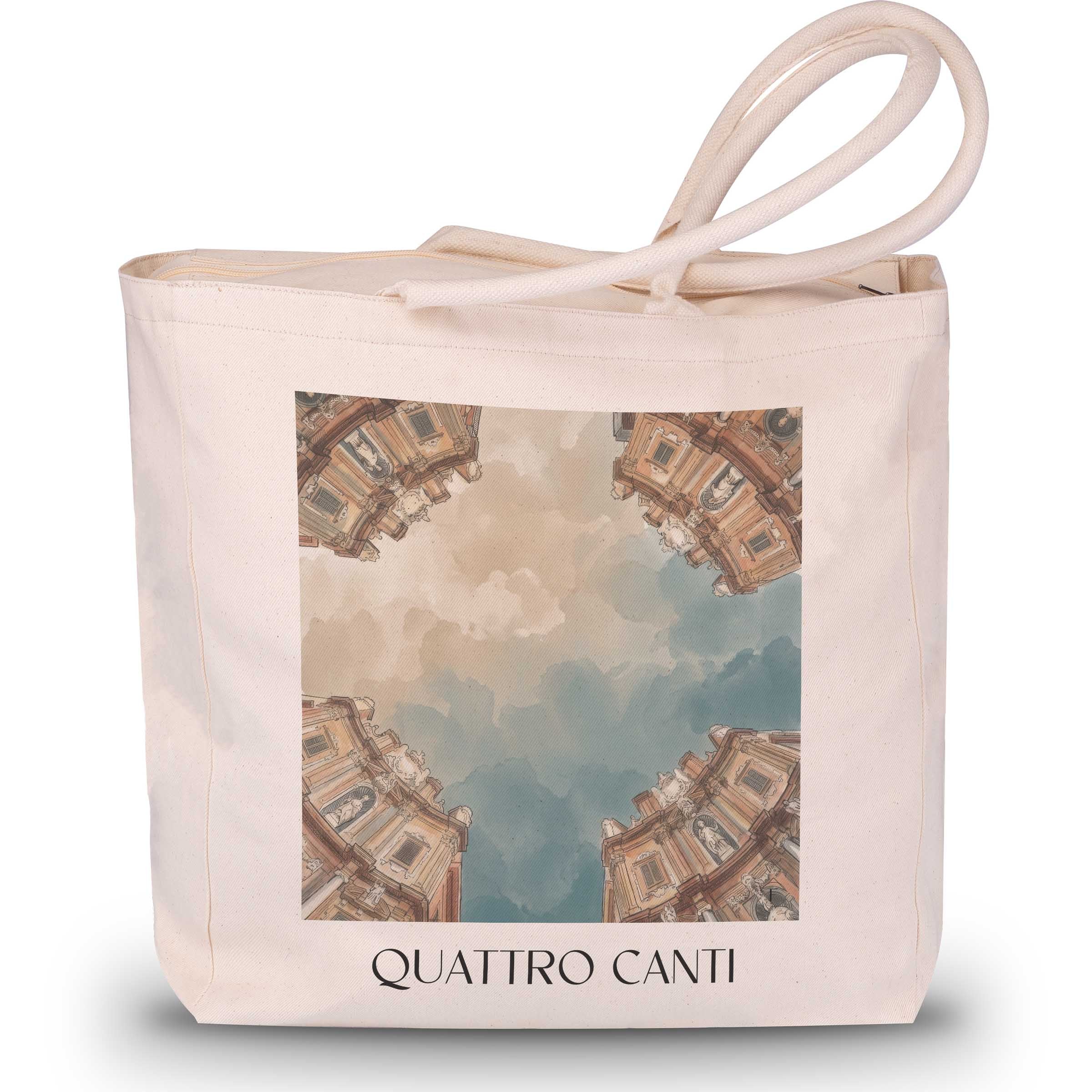 Quattro Canti Shopping Tasche - Palermo - Italien Tote Bag - Einkaufstasche im Aquarell Stil