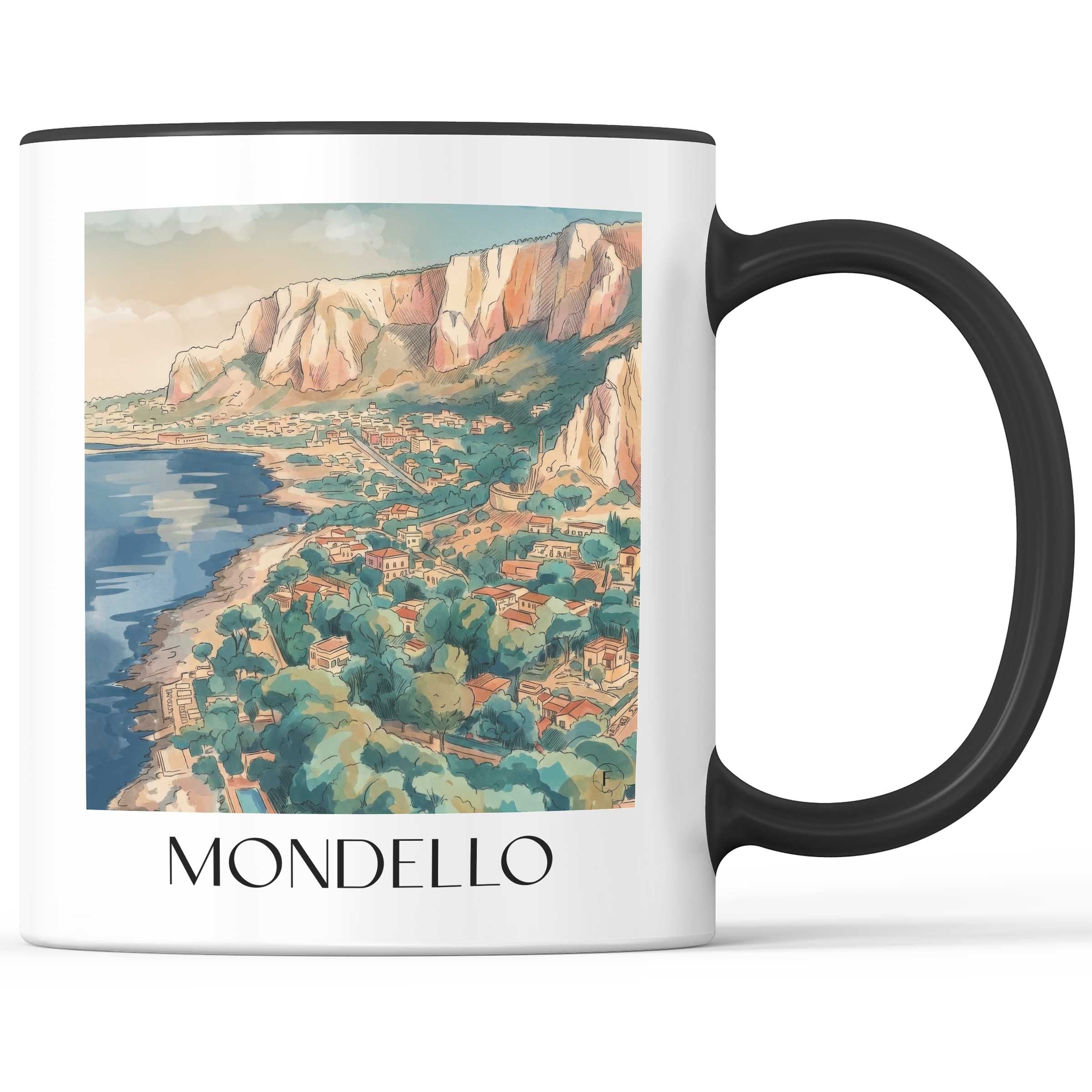 Mondello Kaffeebecher - Palermo - Italien Becher - Kaffeetasse im Aquarell Stil