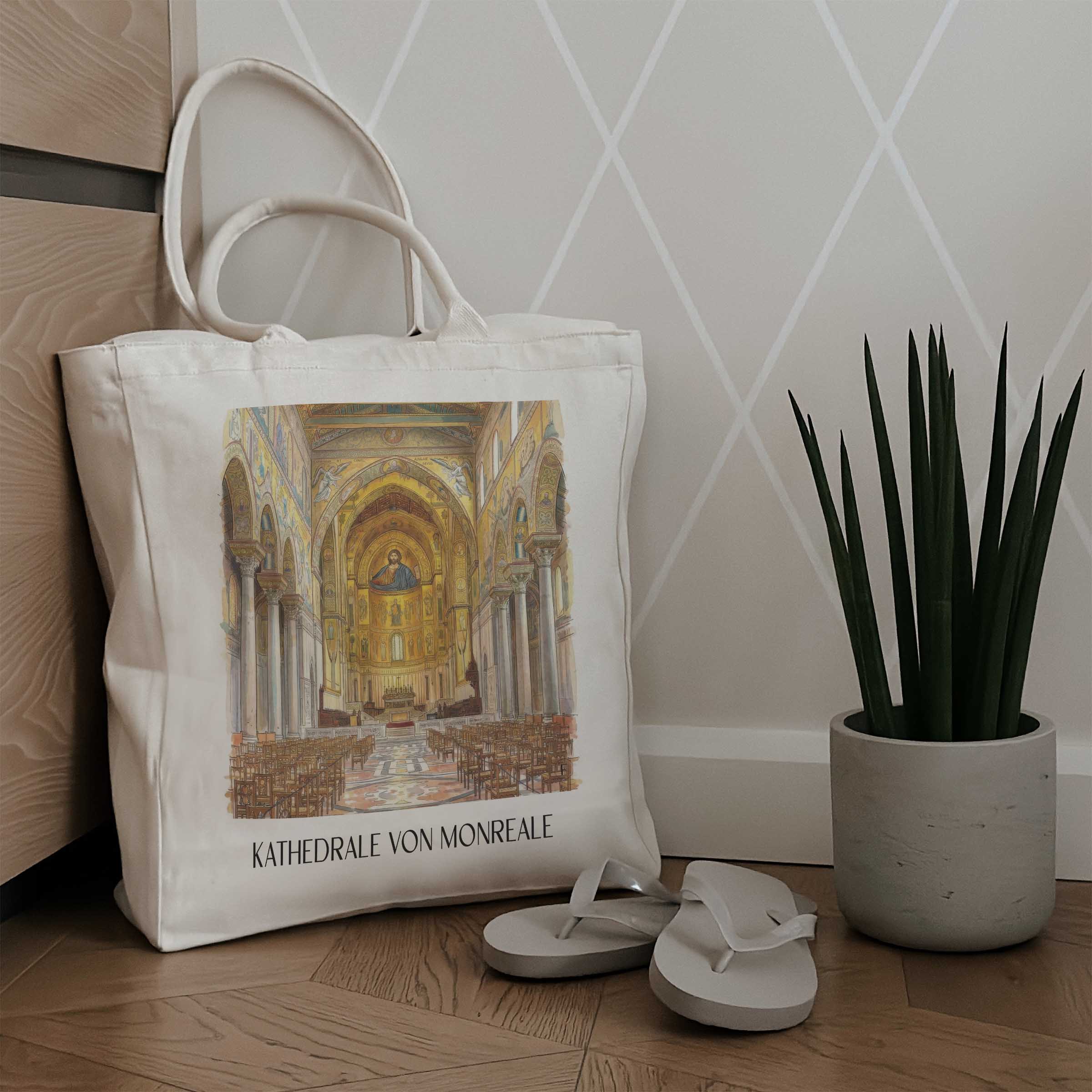 kathedrale-von-monreale-sizilien-italien-einkaufstasche-aquarell