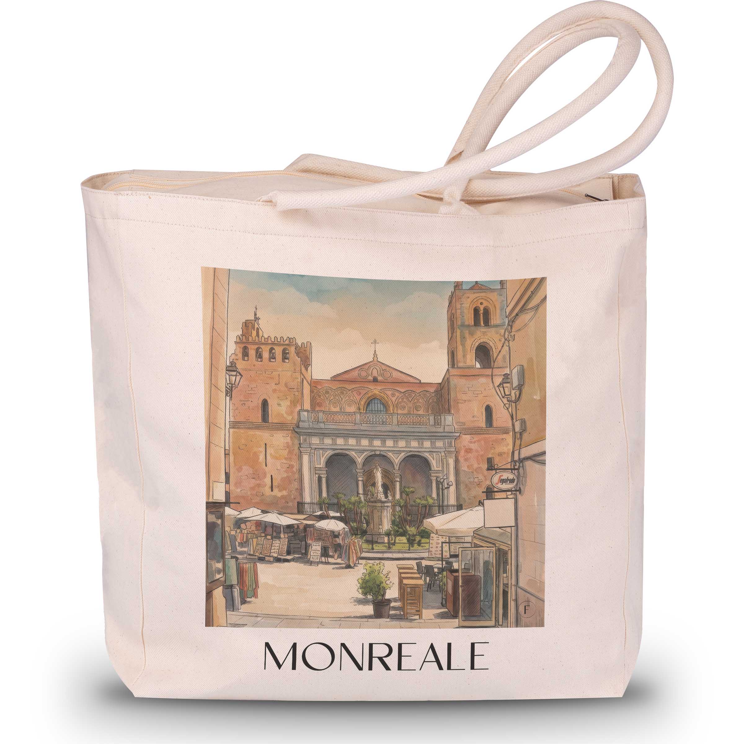 Monreale Shopping Tasche - Sizilien - Italien Tote Bag - Einkaufstasche im Aquarell Stil