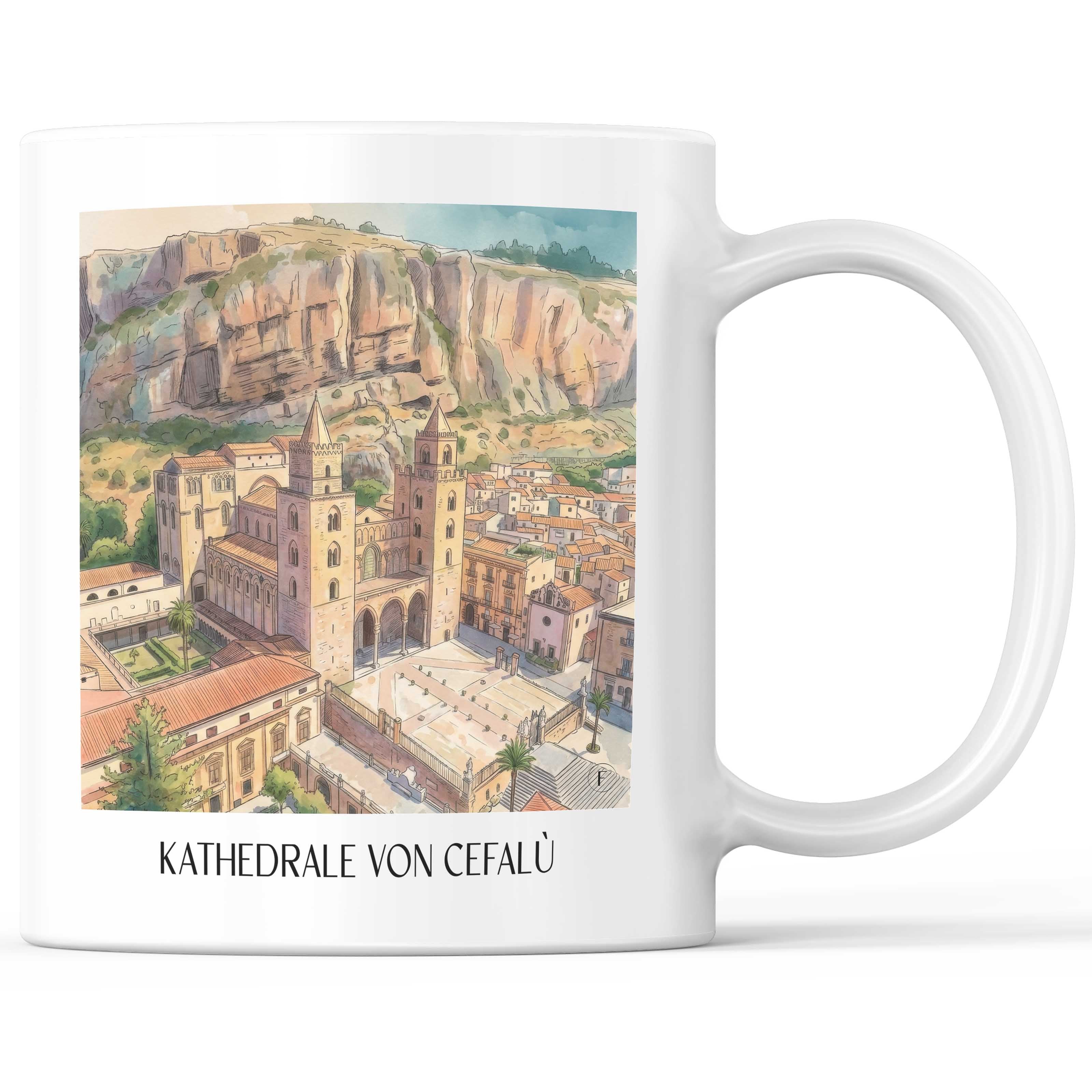 kathedrale-von-cefalù-sizilien-italien-kaffeebecher-aquarell