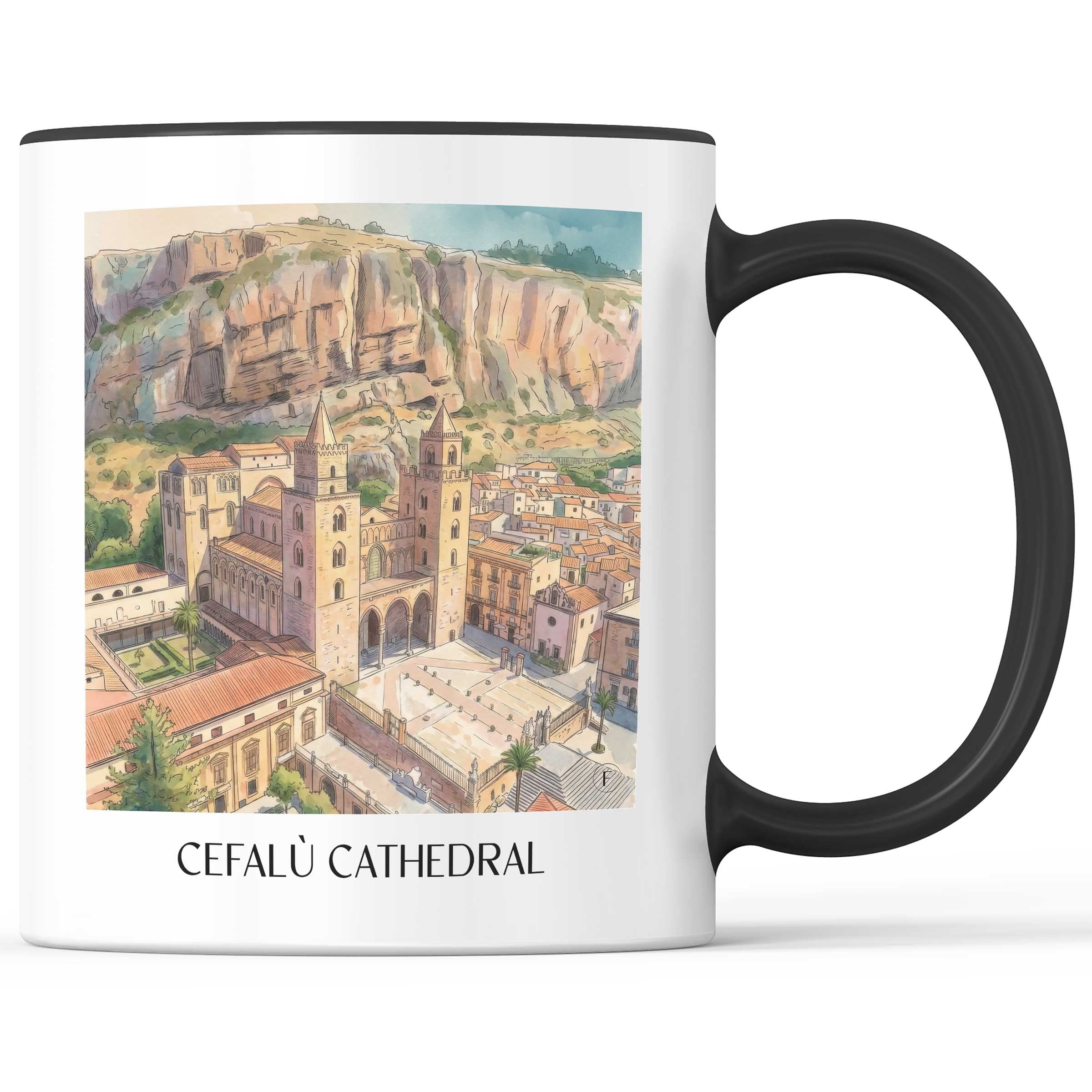 Kathedrale von Cefalù Kaffeebecher - Sizilien - Italien Becher - Kaffeetasse im Aquarell Stil