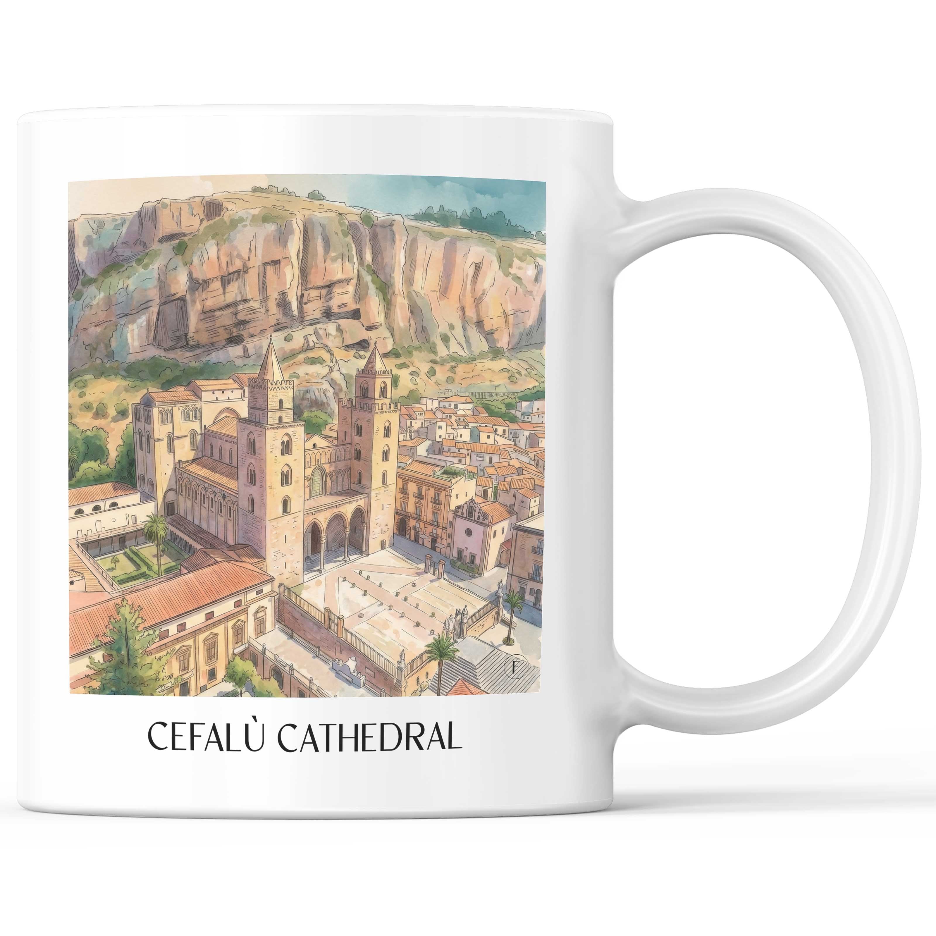 Kathedrale von Cefalù Kaffeebecher - Sizilien - Italien Becher - Kaffeetasse im Aquarell Stil