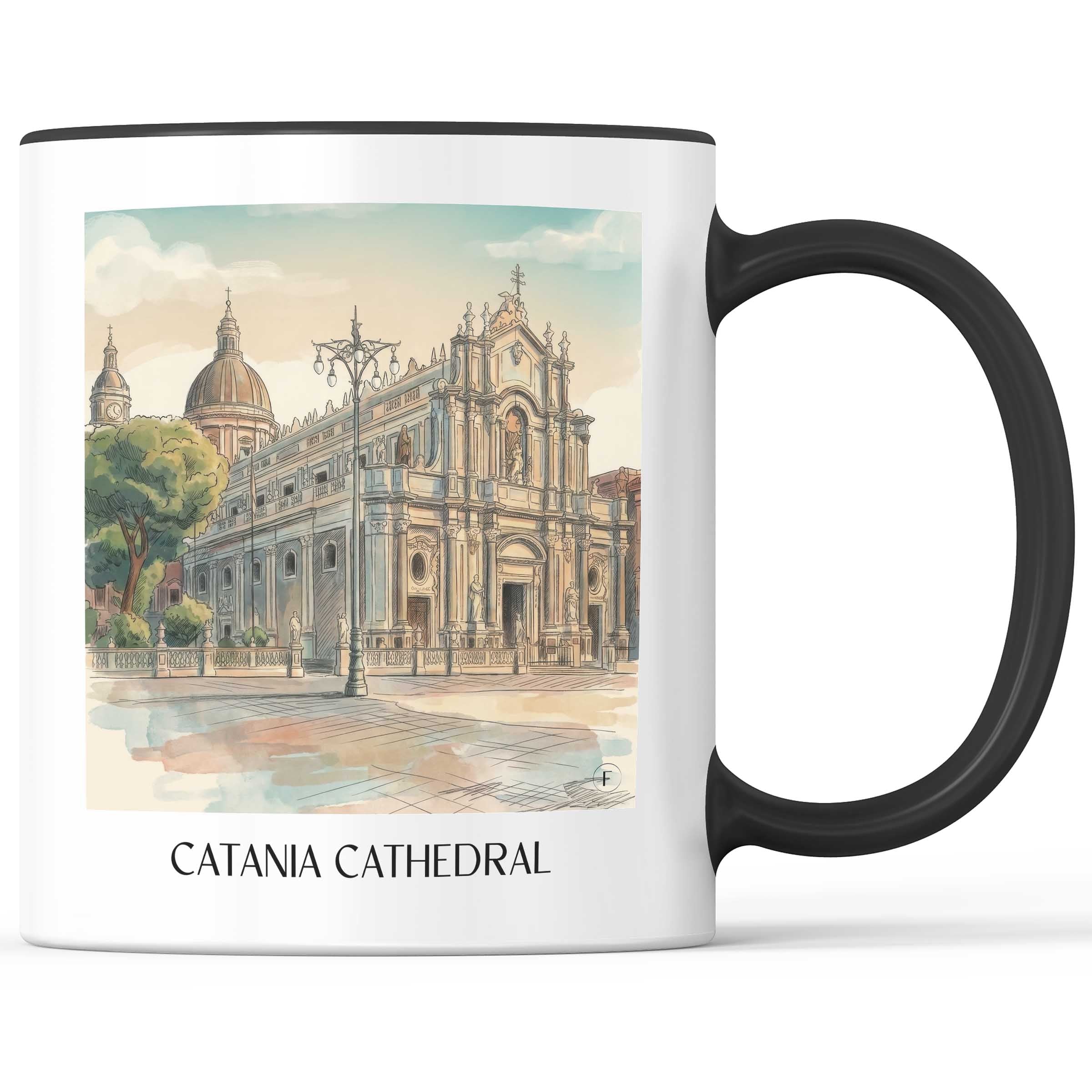 Kathedrale von Catania Kaffeebecher - Sizilien - Italien Becher - Kaffeetasse im Aquarell Stil