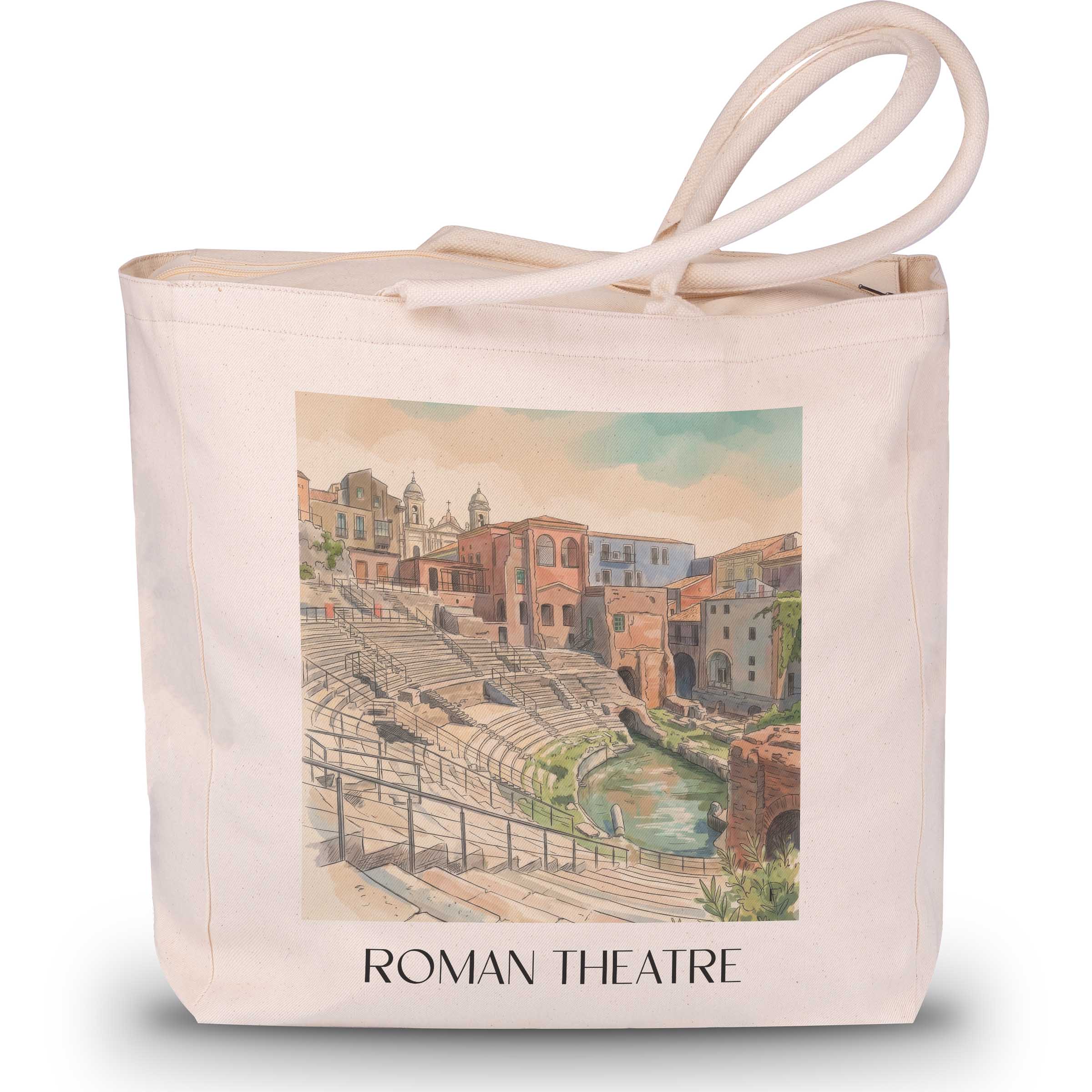 Teatro Romano Shopping Tasche - Catania - Italien Tote Bag - Einkaufstasche im Aquarell Stil