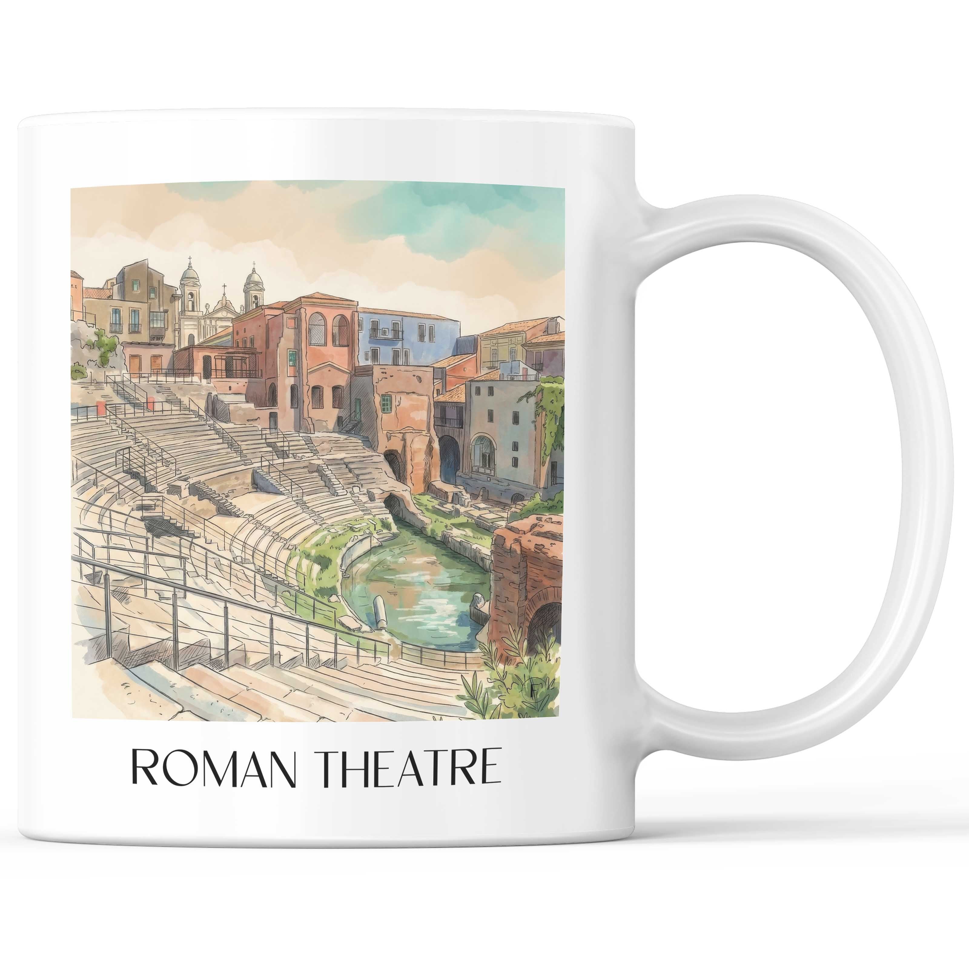 Teatro Romano Kaffeebecher - Catania - Italien Becher - Kaffeetasse im Aquarell Stil
