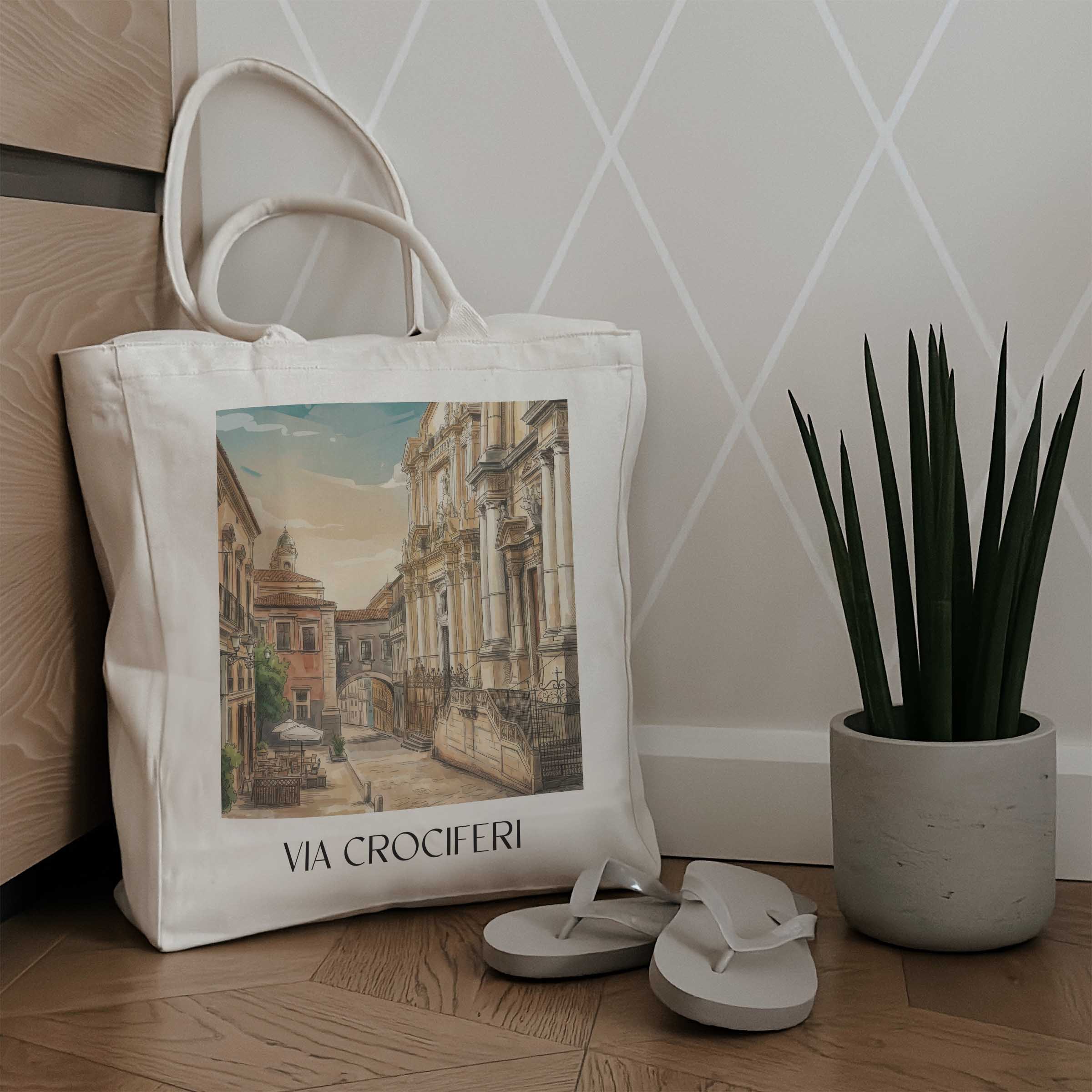 via-crociferi-catania-italien-einkaufstasche-aquarell