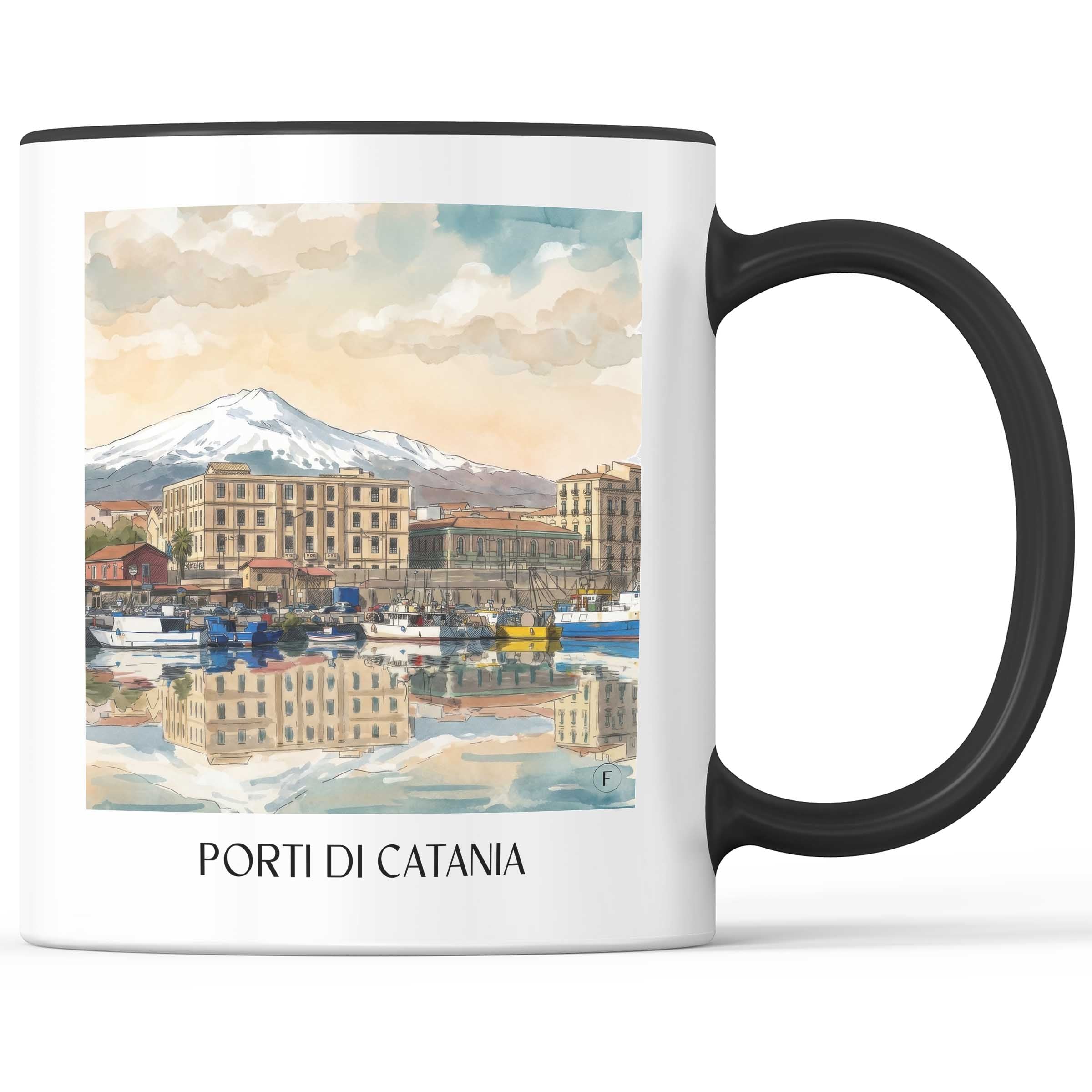 Porti di Catania Kaffeebecher - Sizilien - Italien Becher - Kaffeetasse im Aquarell Stil