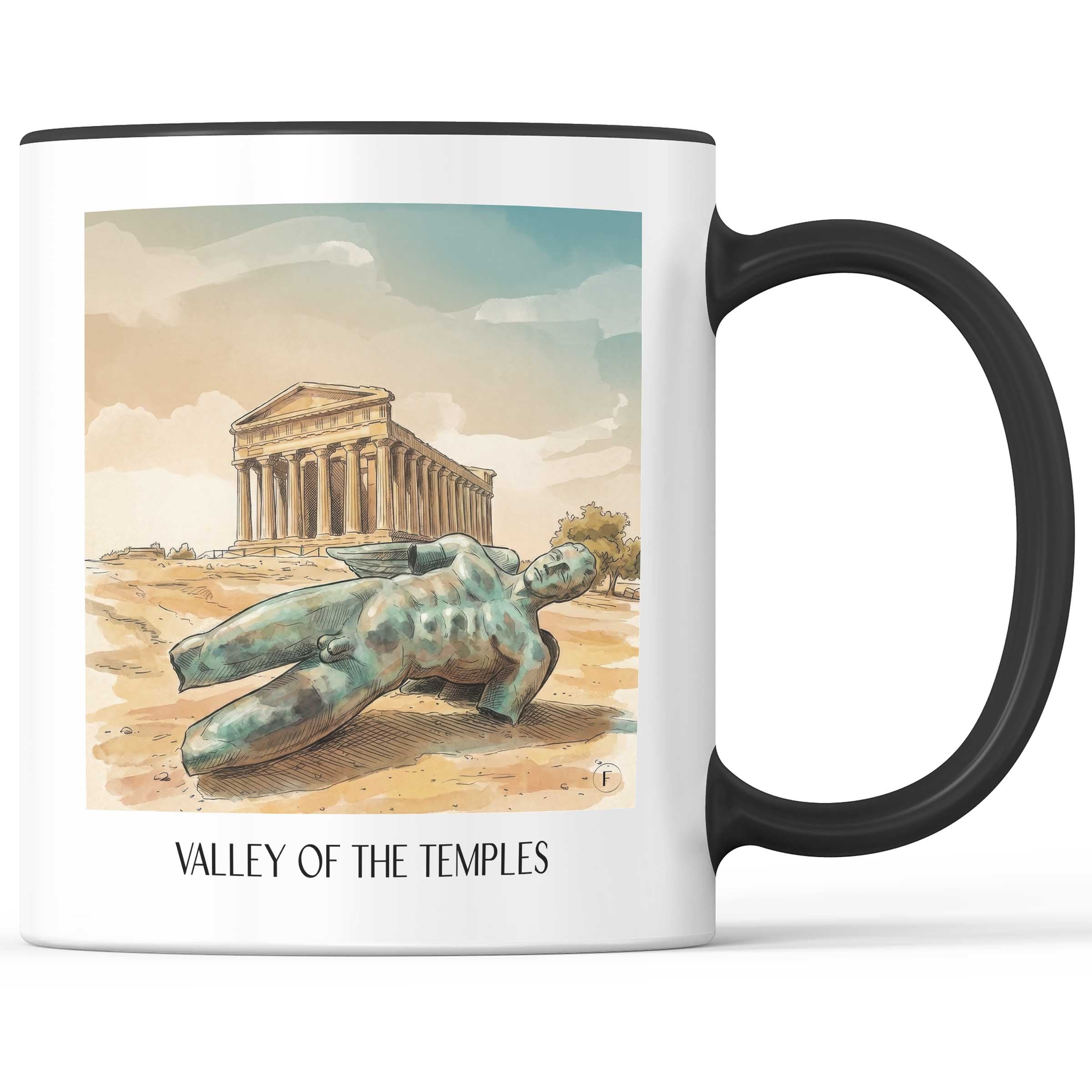 Tal der Tempel Kaffeebecher - Sizilien - Italien Becher - Kaffeetasse im Aquarell Stil