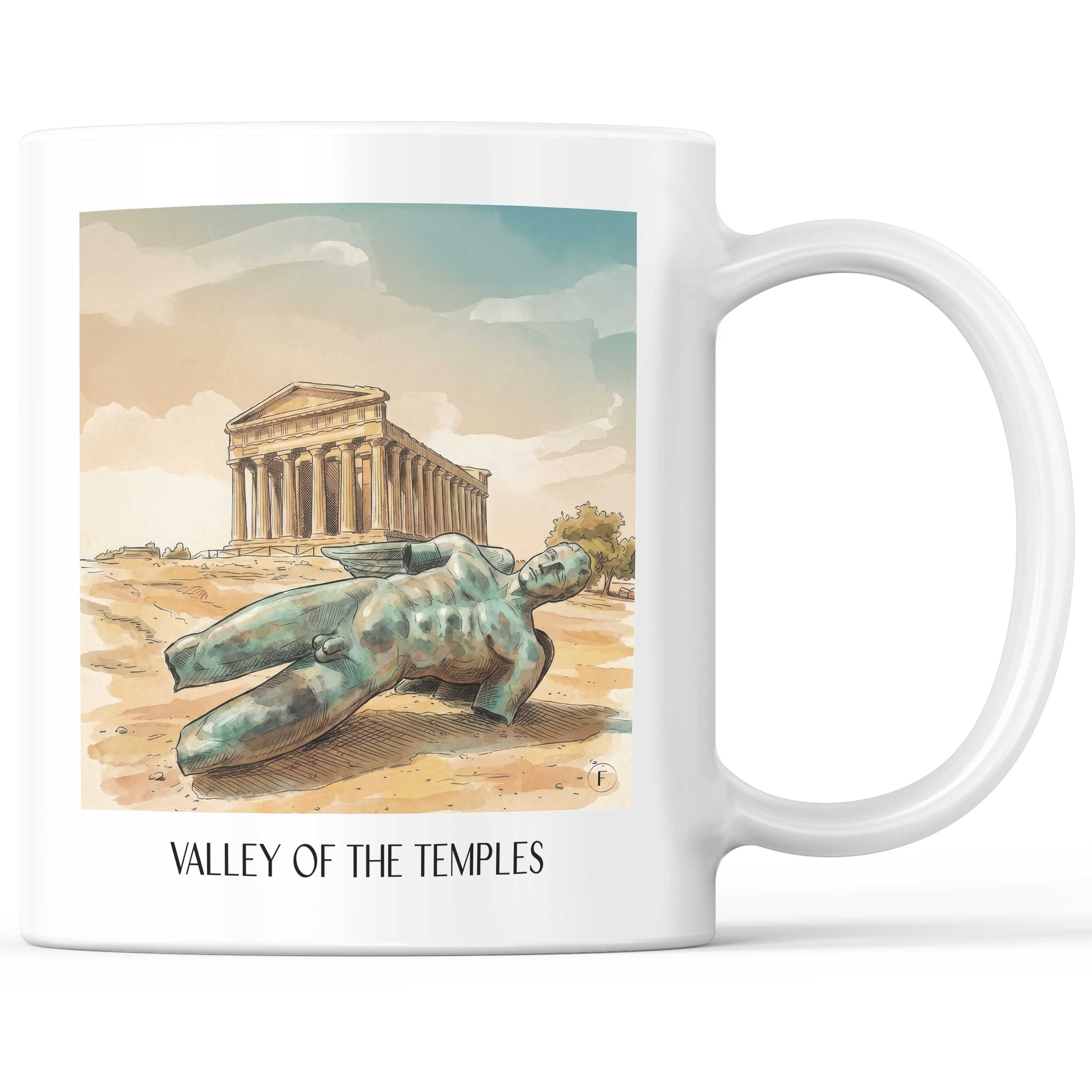 Tal der Tempel Kaffeebecher - Sizilien - Italien Becher - Kaffeetasse im Aquarell Stil