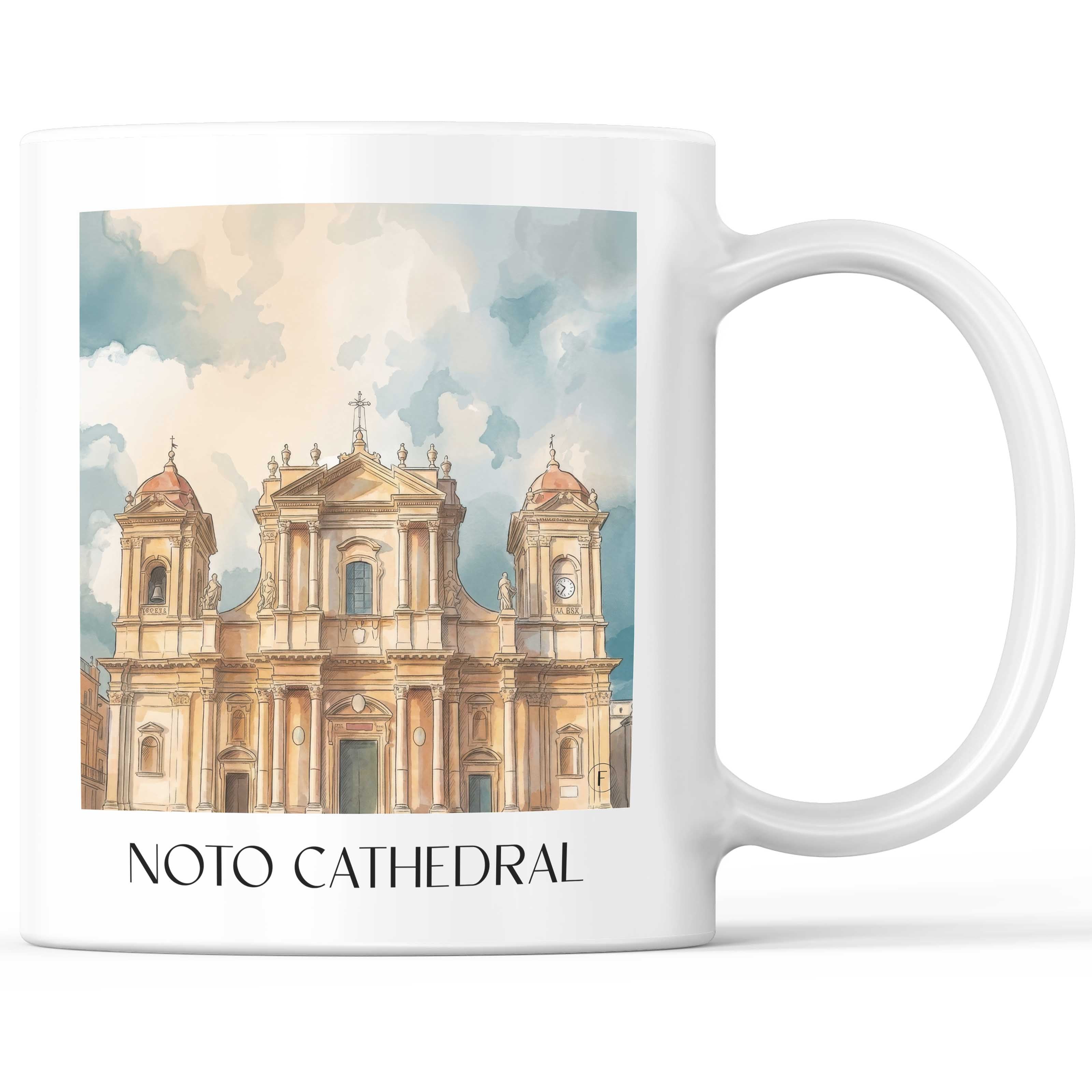 Kathedrale von Noto Kaffeebecher - Sizilien - Italien Becher - Kaffeetasse im Aquarell Stil