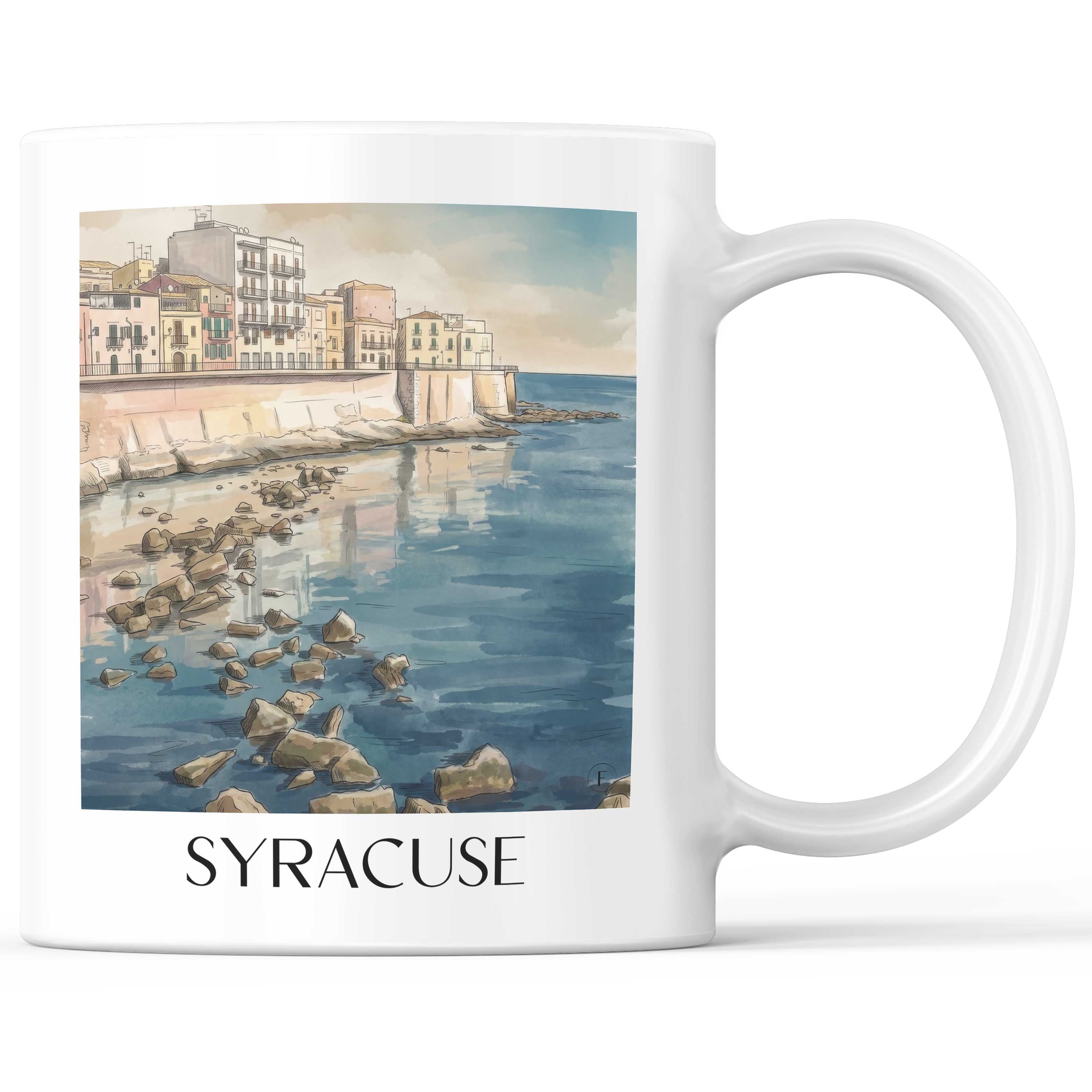 Syrakus Kaffeebecher - Sizilien - Italien Becher - Kaffeetasse im Aquarell Stil