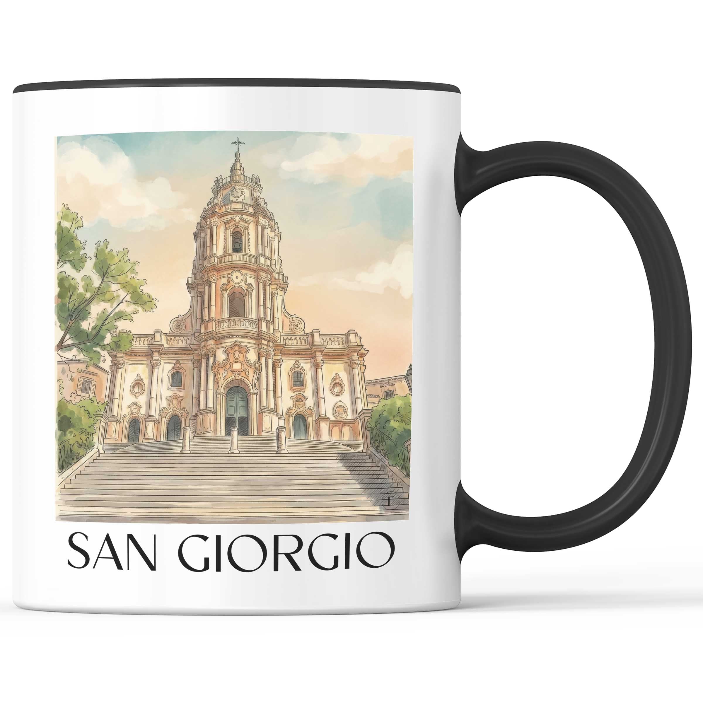 San Giorgio Kaffeebecher - Modica - Italien Becher - Kaffeetasse im Aquarell Stil