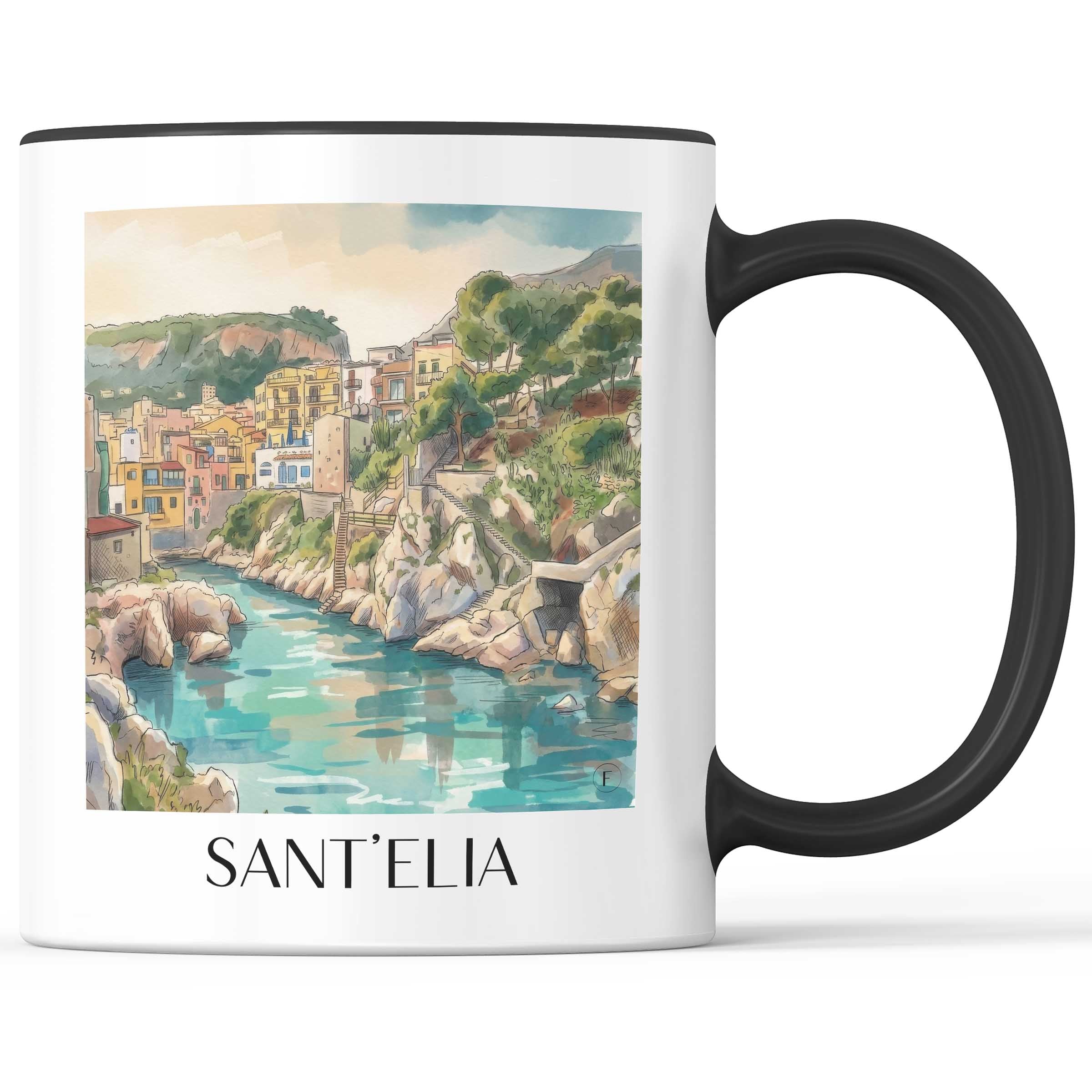 Sant´Elia Kaffeebecher - Sizilien - Italien Becher - Kaffeetasse im Aquarell Stil