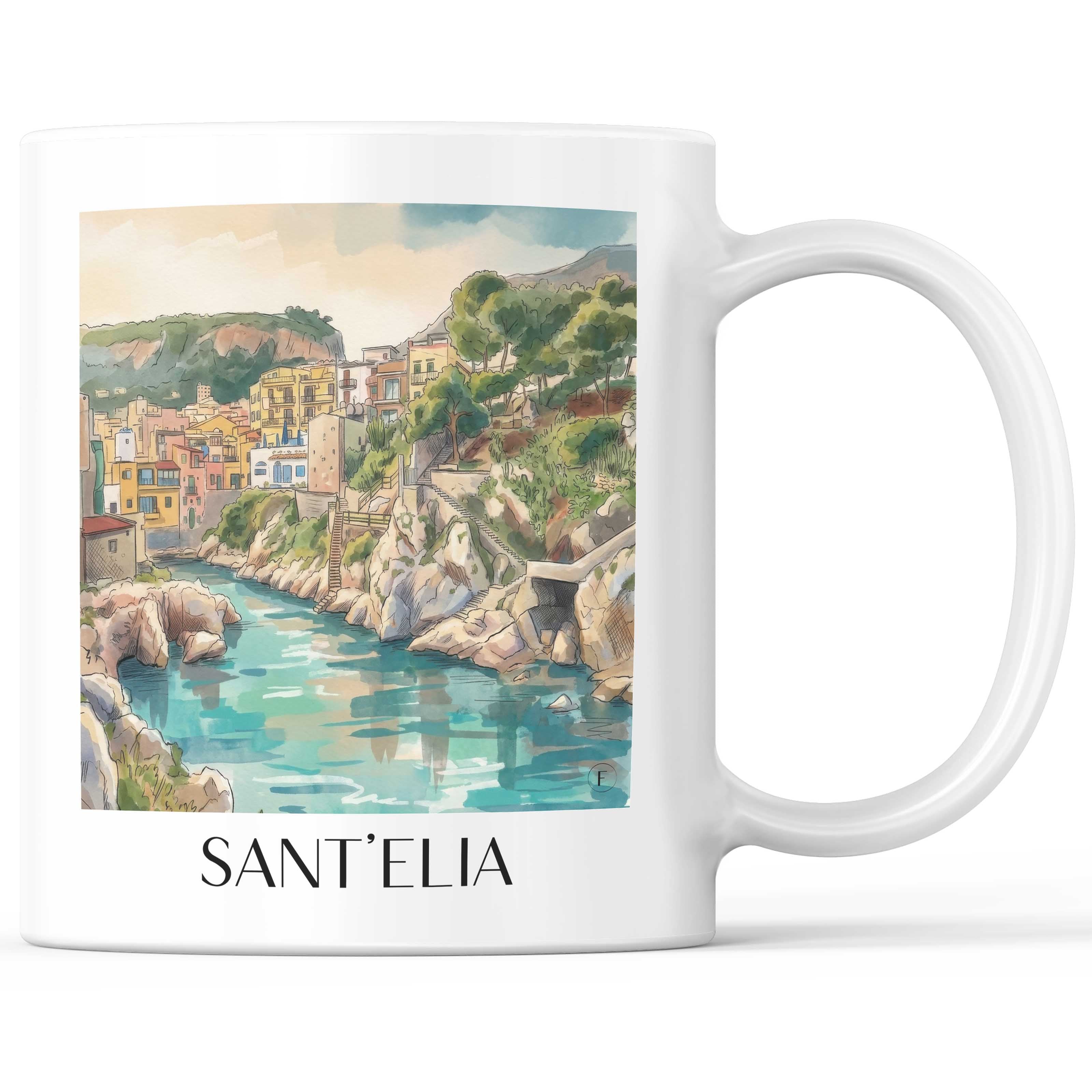 Sant´Elia Kaffeebecher - Sizilien - Italien Becher - Kaffeetasse im Aquarell Stil