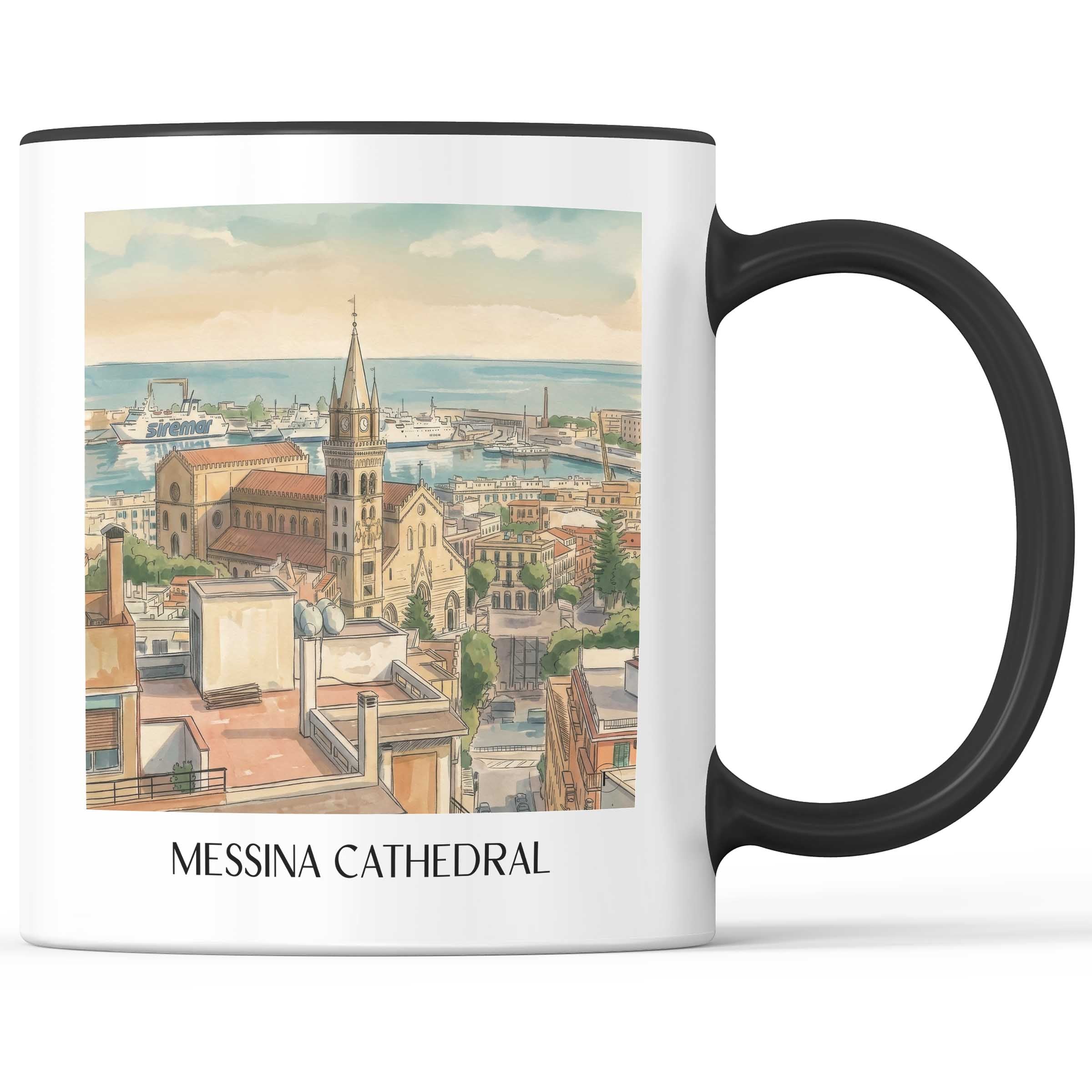 Kathedrale von Messina Kaffeebecher - Sizilien - Italien Becher - Kaffeetasse im Aquarell Stil