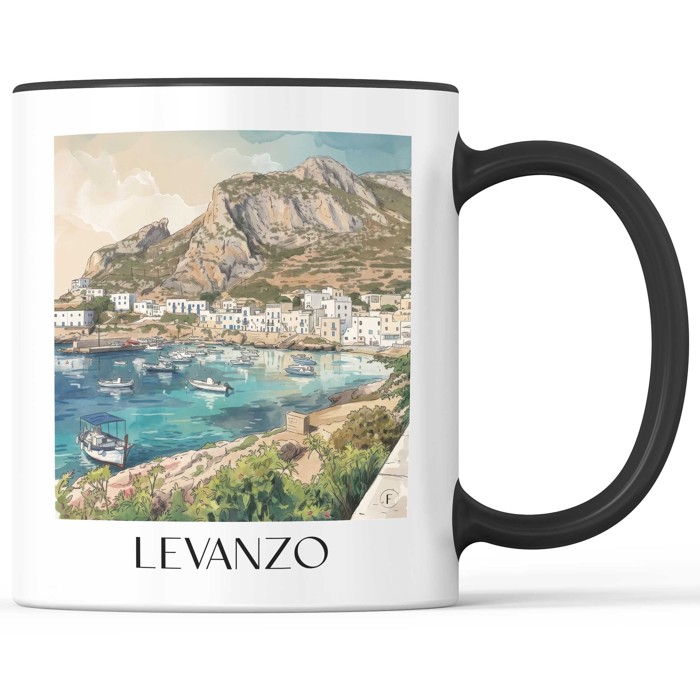 Levanzo Kaffeebecher - Trapani - Italien Becher - Kaffeetasse im Aquarell Stil