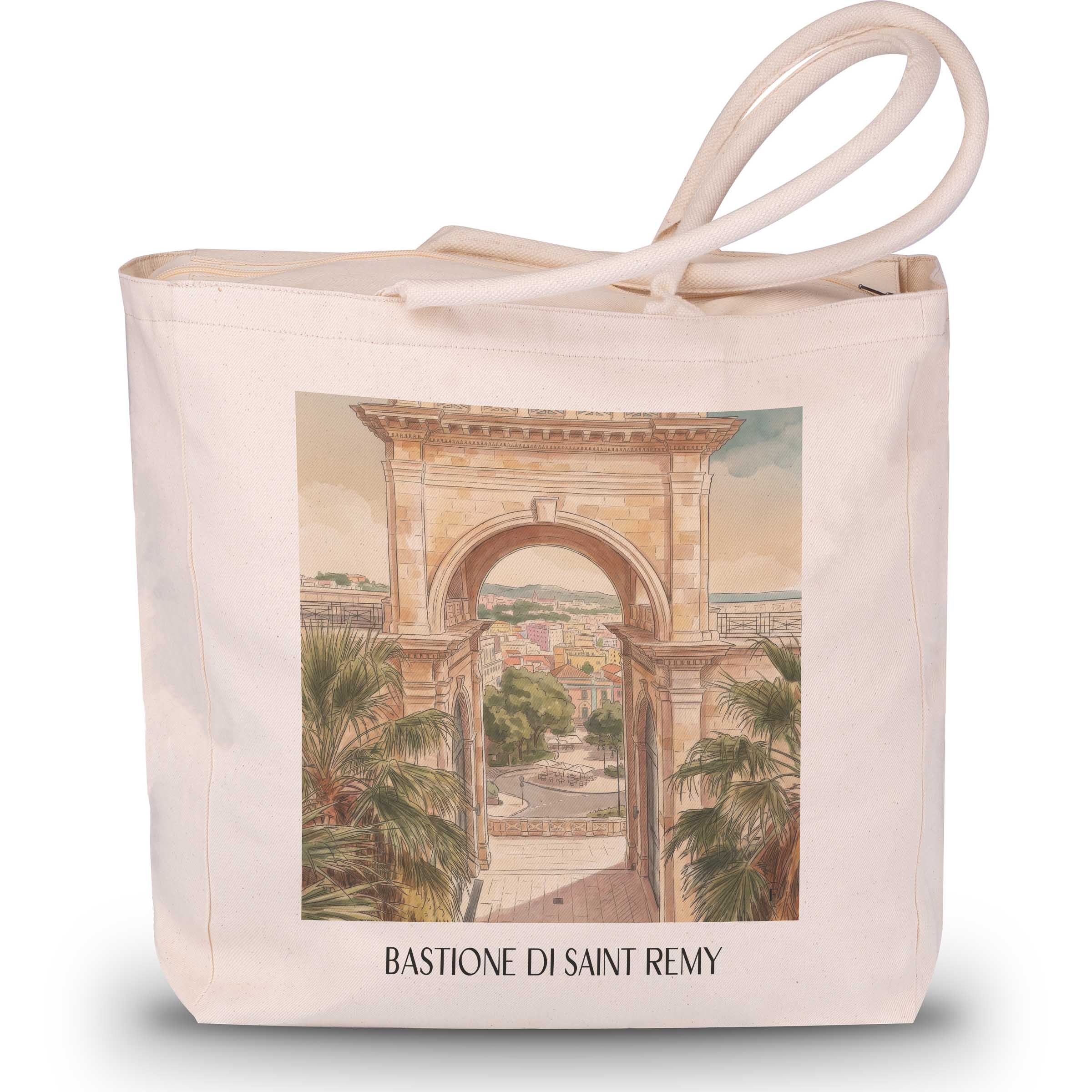 bastione-di-saint-remy-cagliari-italien-einkaufstasche-aquarell