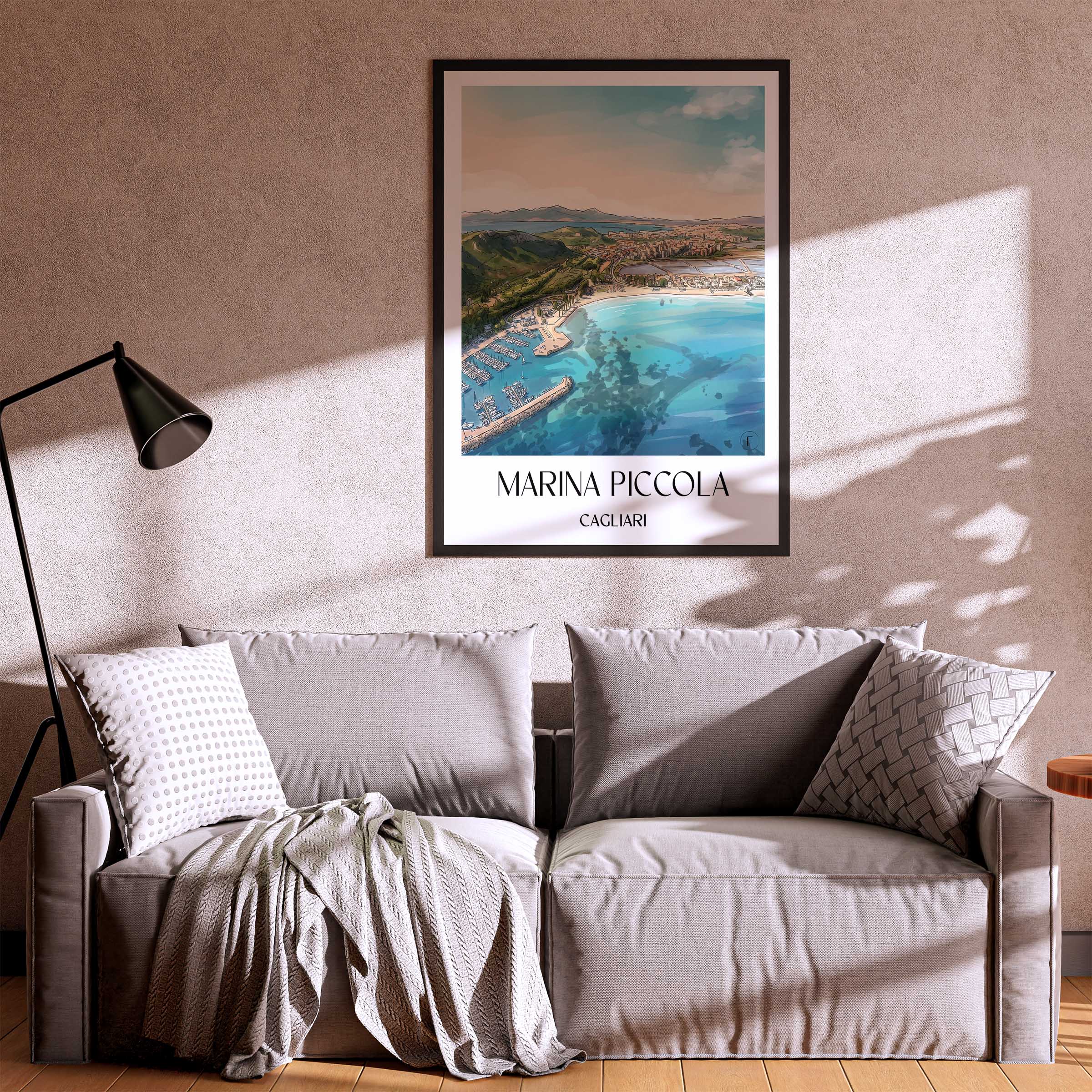 marina-piccola-cagliari-italien-poster-aquarell