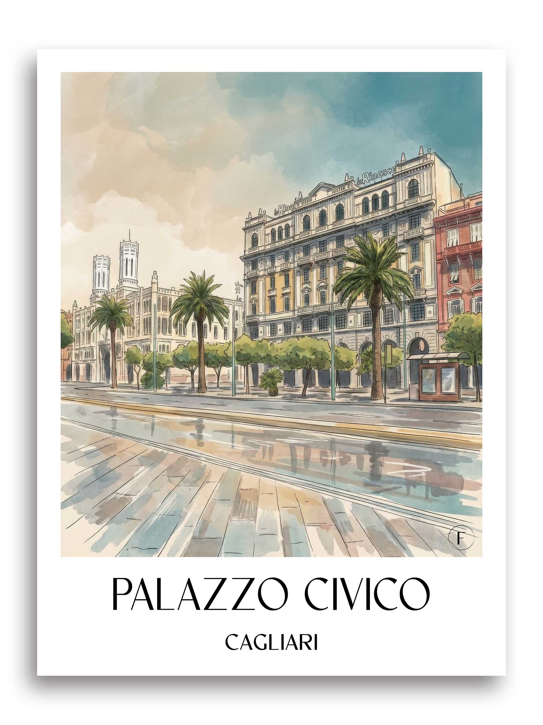 palazzo-civico-cagliari-italien-poster-aquarell
